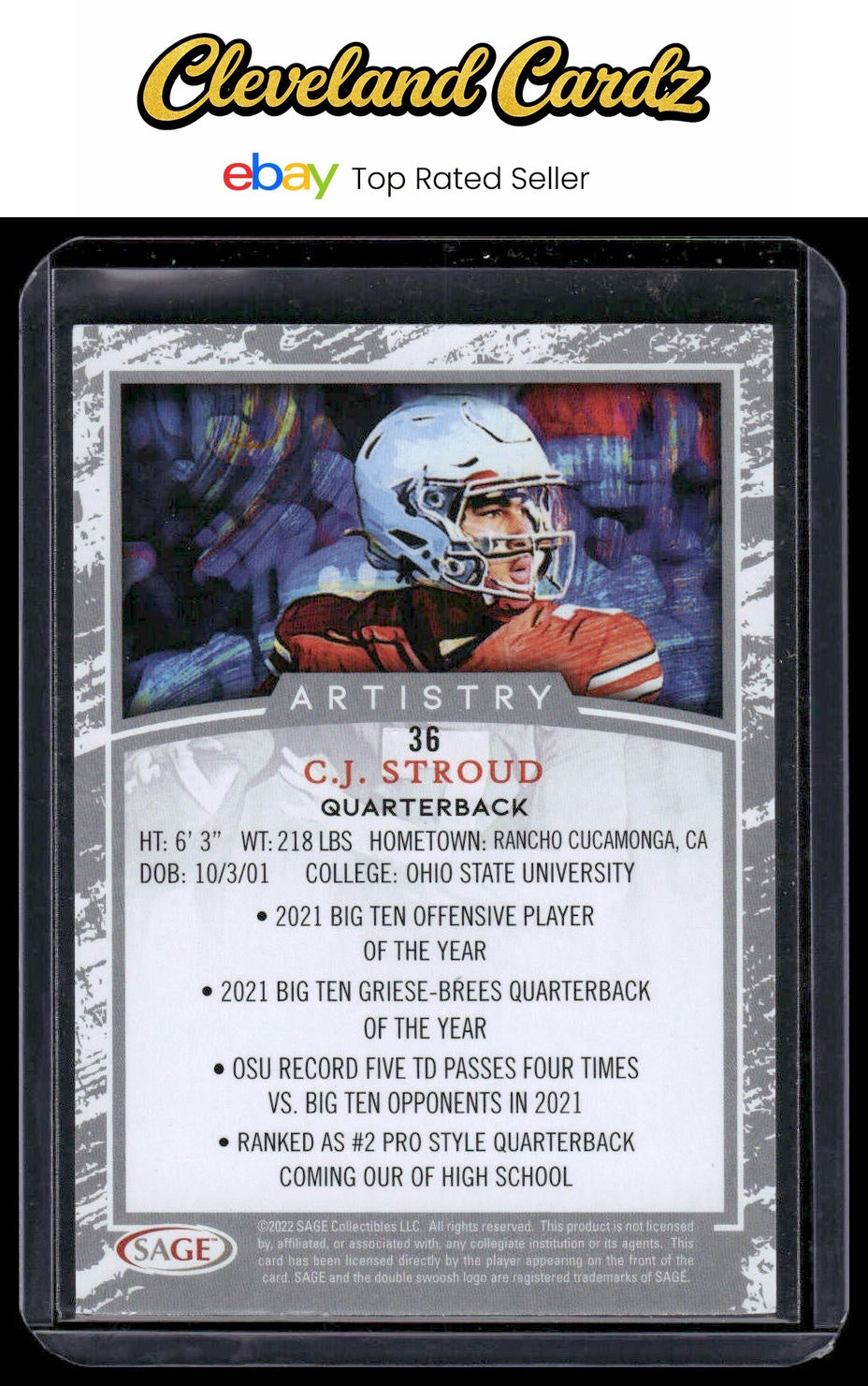 2022 SAGE Artistry #36 C.J. Stroud Canvas Stock Black