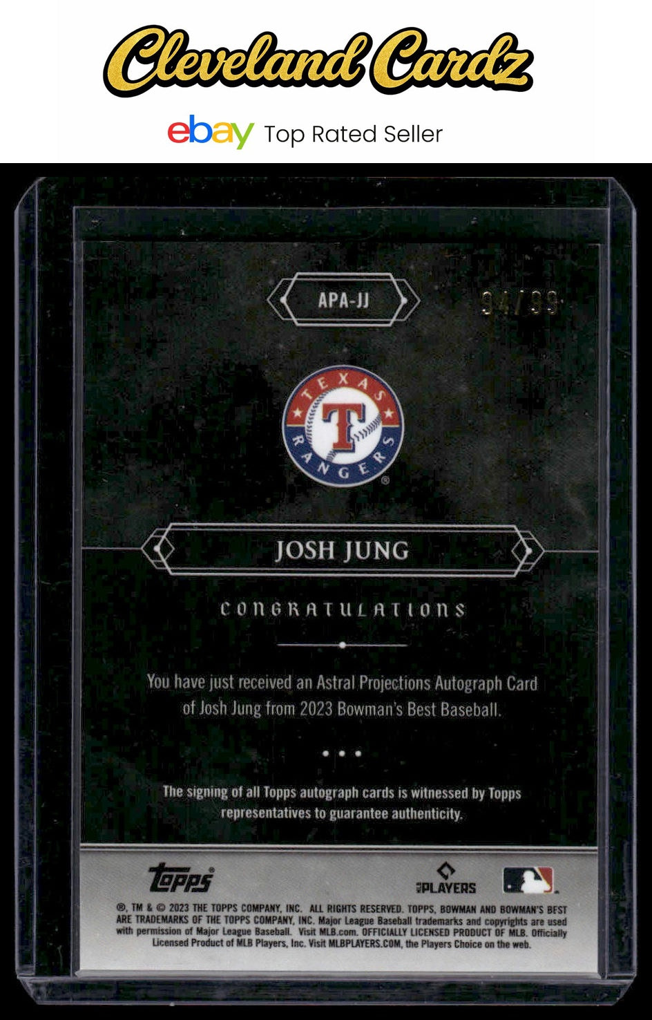 2023 Bowman's Best #APA-JJ Josh Jung Astral Projections Autographs #/99 RC