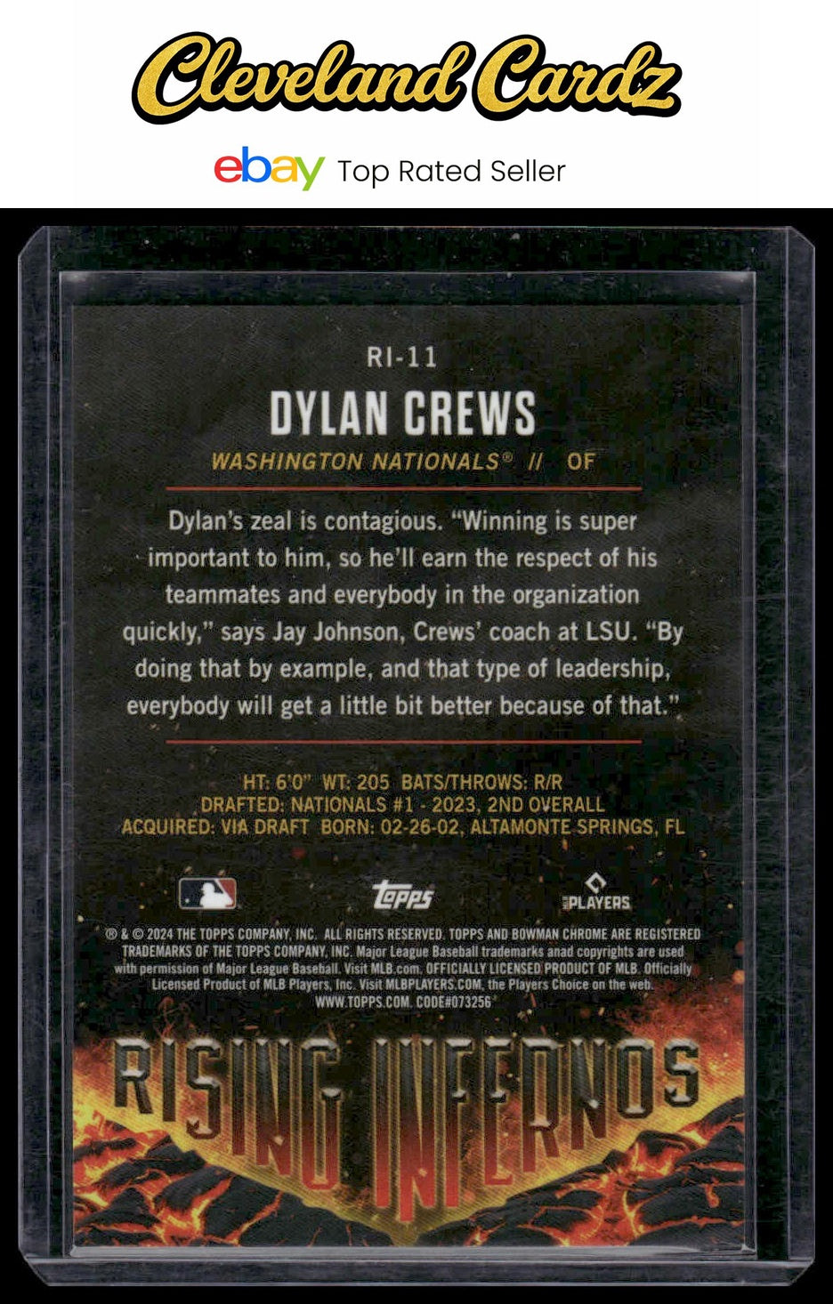 2024 Bowman #RI-11 Dylan Crews Rising Infernos Green Refractors #/99