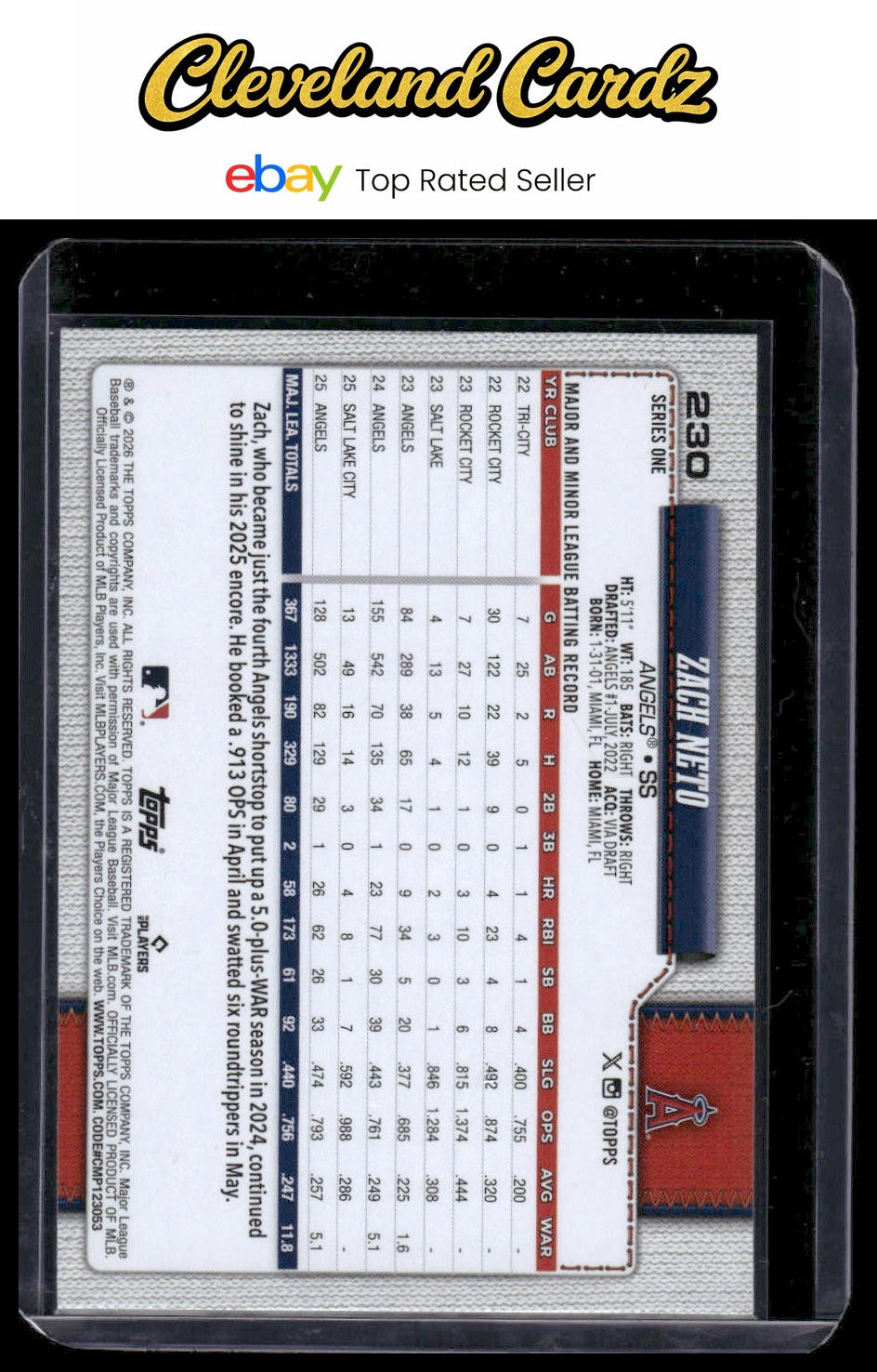 2026 Topps #230 Zach Neto Spring Training