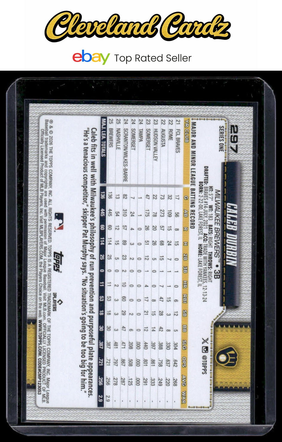 2026 Topps #297 Caleb Durbin Spring Training