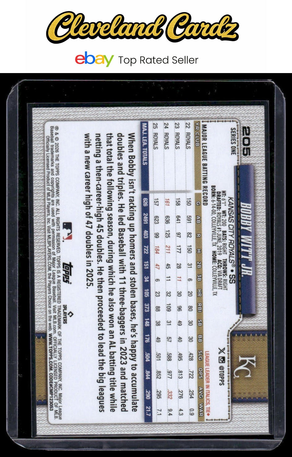 2026 Topps #205 Bobby Witt Jr. Spring Training