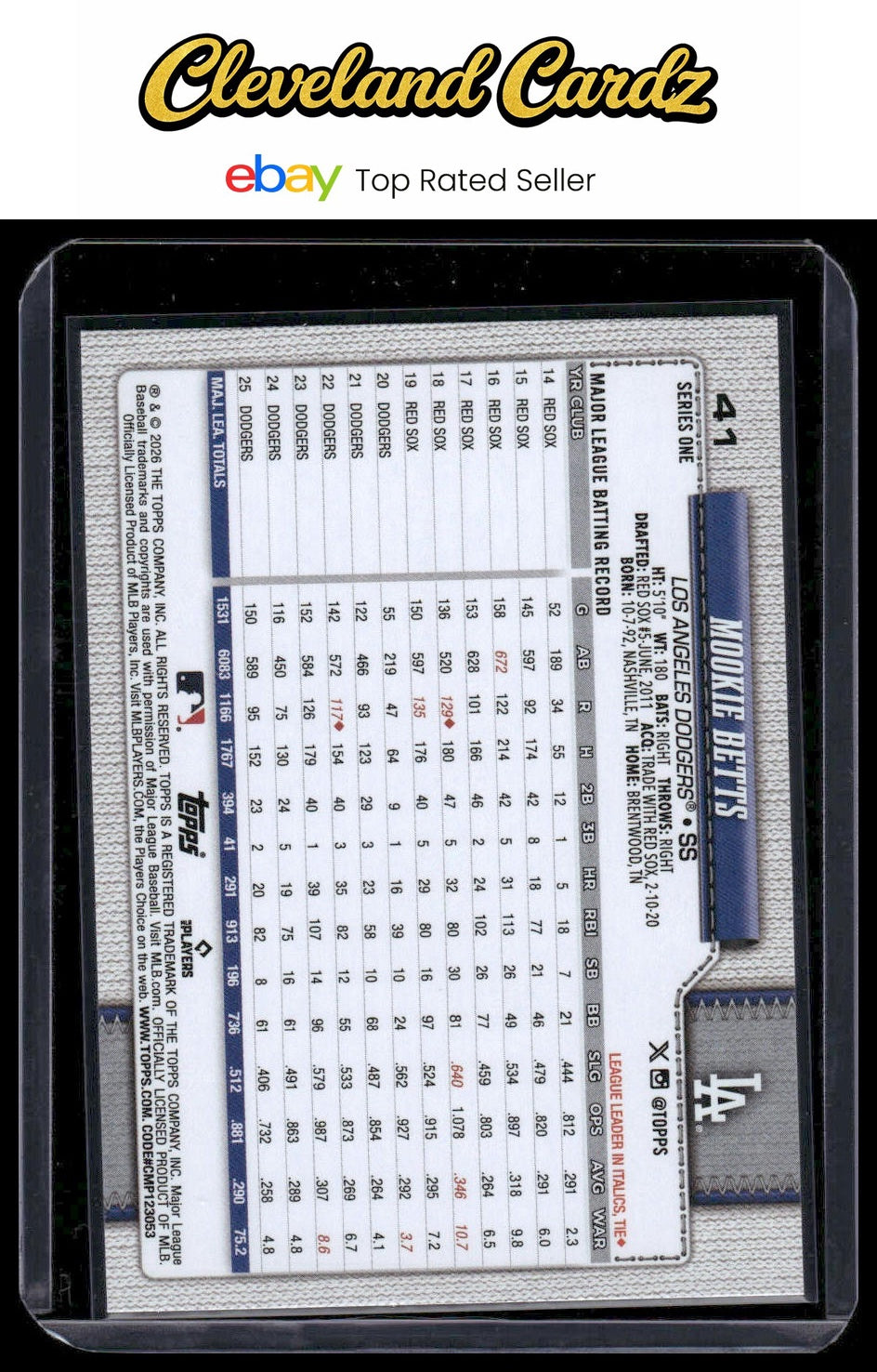 2026 Topps #41 Mookie Betts Spring Training