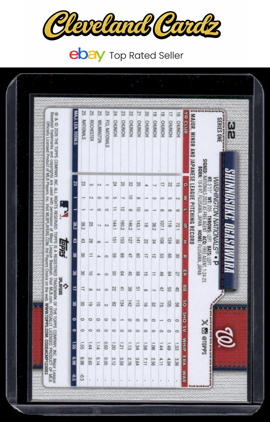 2026 Topps #32 Shinnosuke Ogasawara Rainbow Foil RC