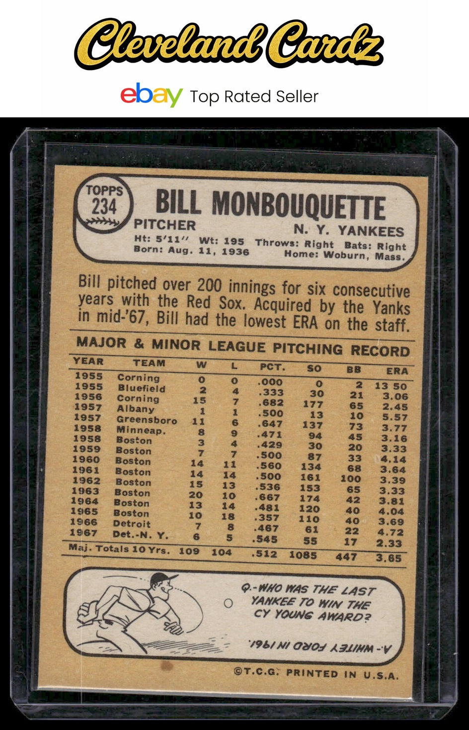 1968 Topps #234 Bill Monbouquette