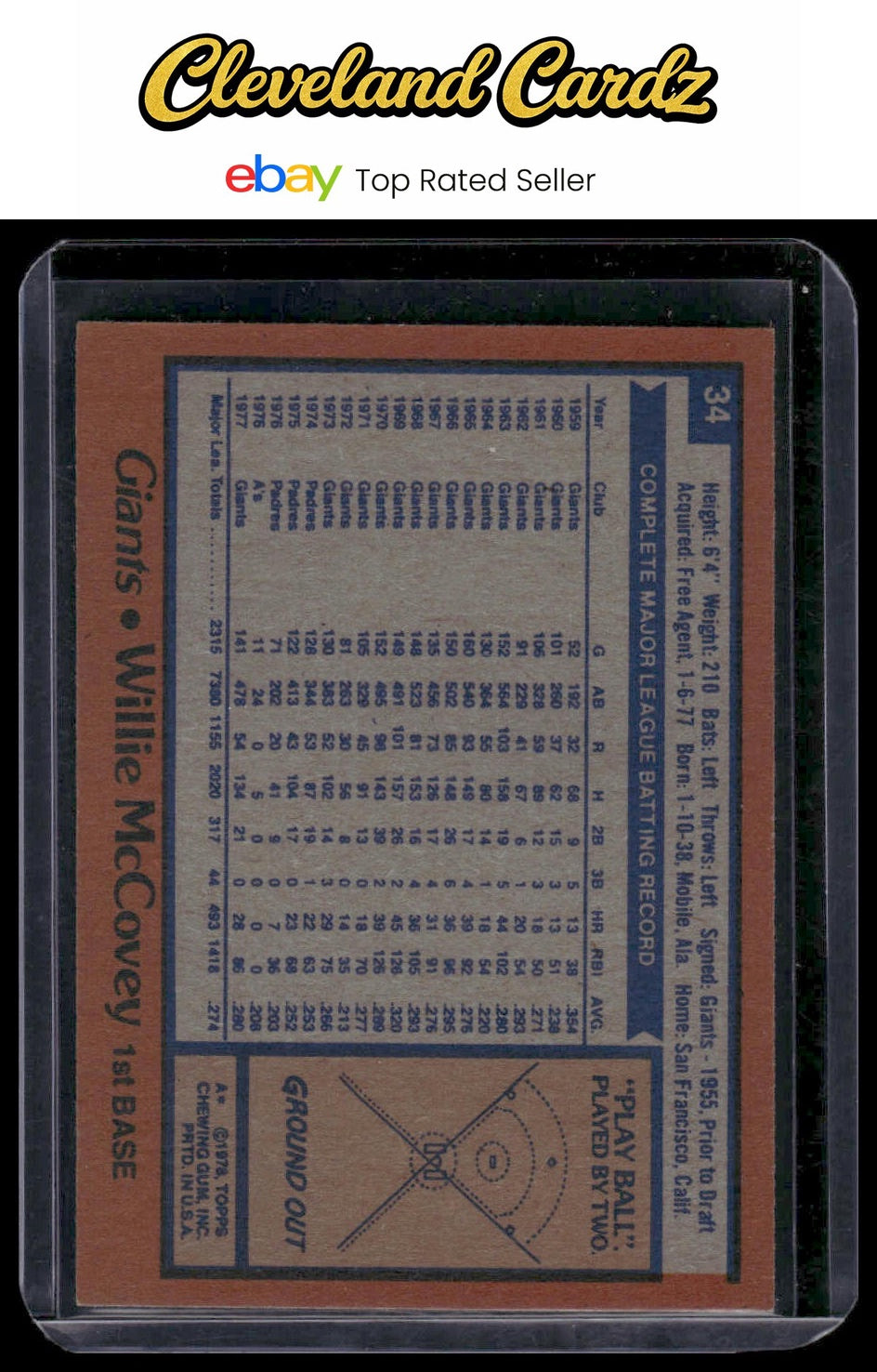 1978 Topps #34 Willie McCovey