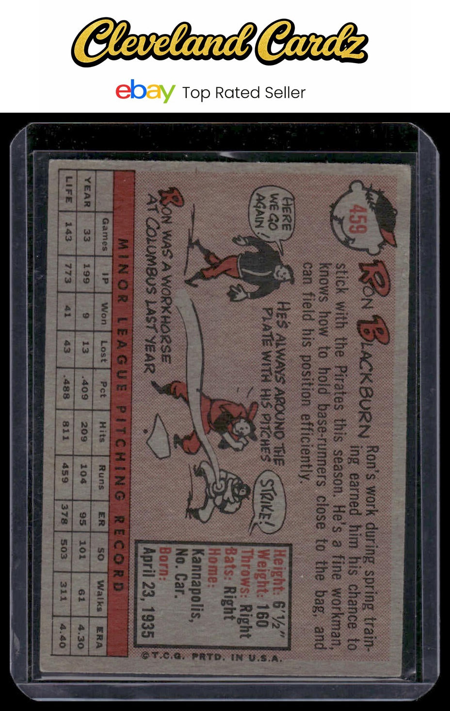 1958 Topps #459 Ron Blackburn