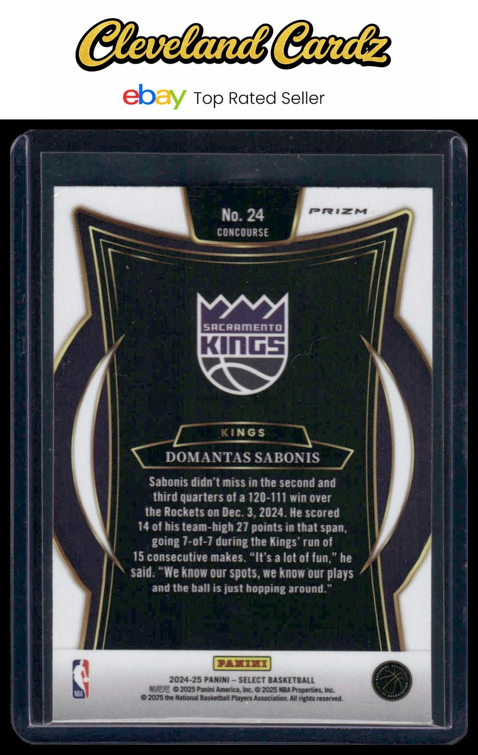 2023-24 Panini Select #25 Domantas Sabonis Green White Purple Prizms