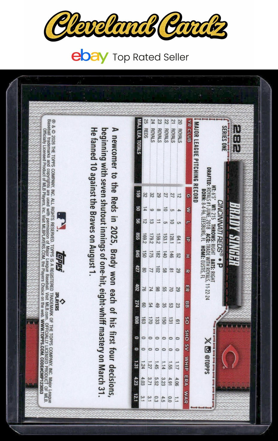 2026 Topps #282 Brady Singer Diamante Foil