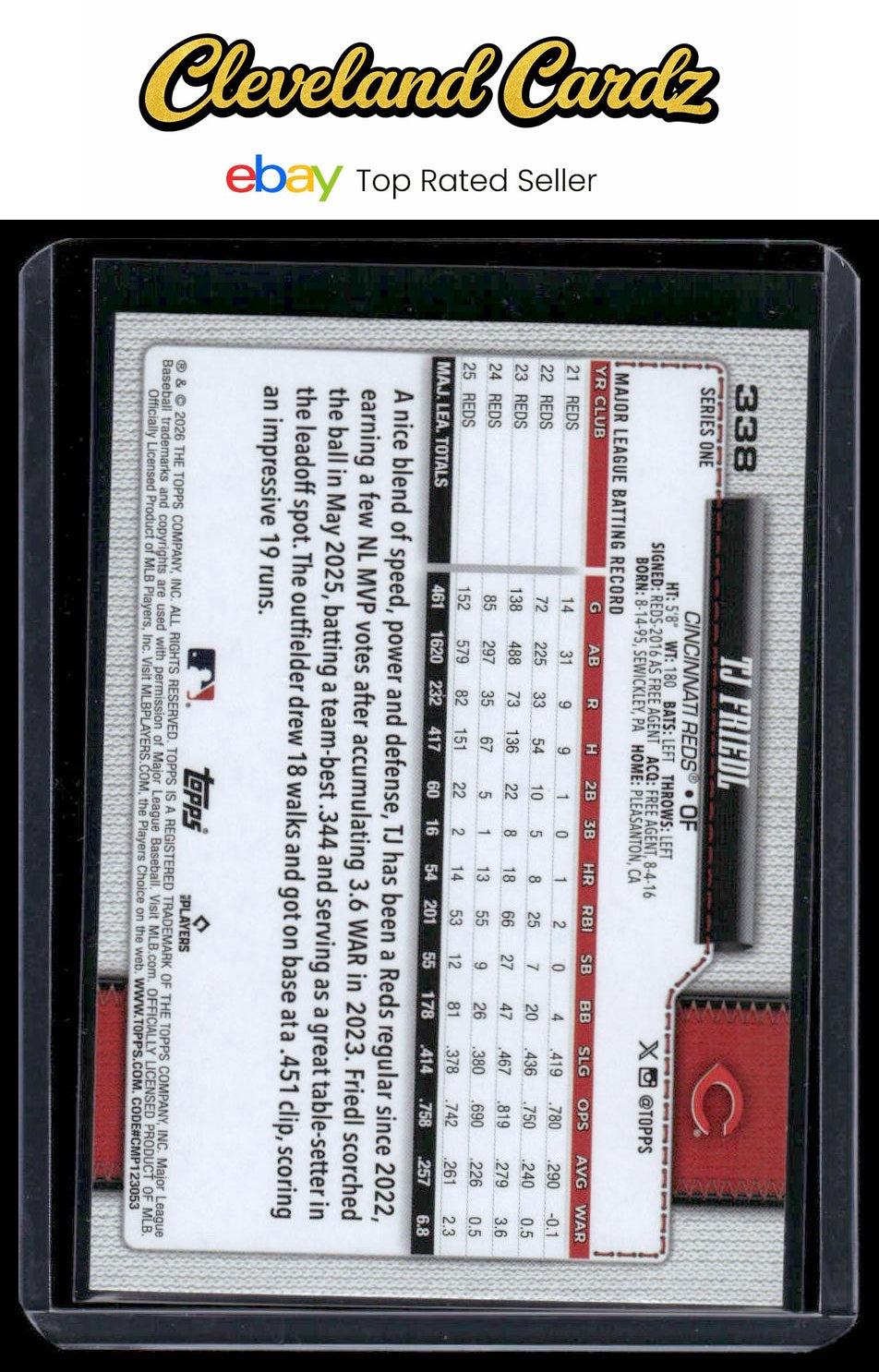 2026 Topps #338 TJ Friedl Rainbow Foil