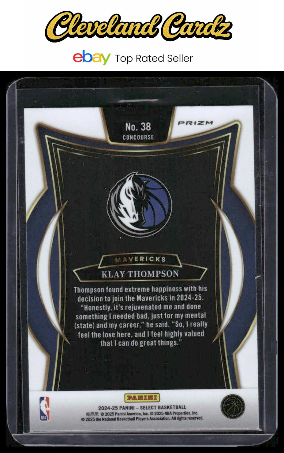 2024-25 Panini Select #38 Klay Thompson Blue Prizm