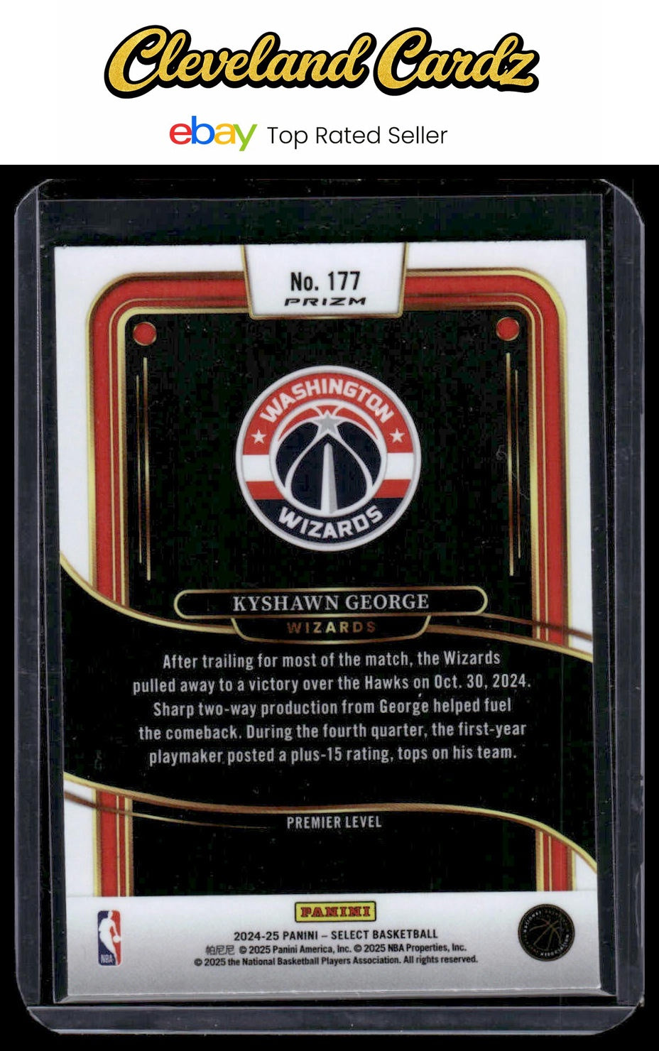 2024-25 Panini Select #177 Kyshawn George Orange Tectonic Prizm RC