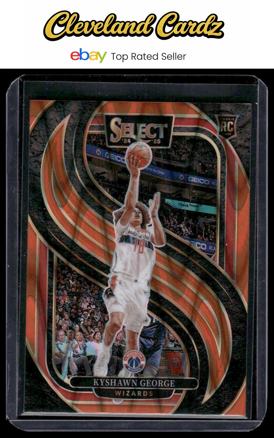 2024-25 Panini Select #177 Kyshawn George Orange Tectonic Prizm RC