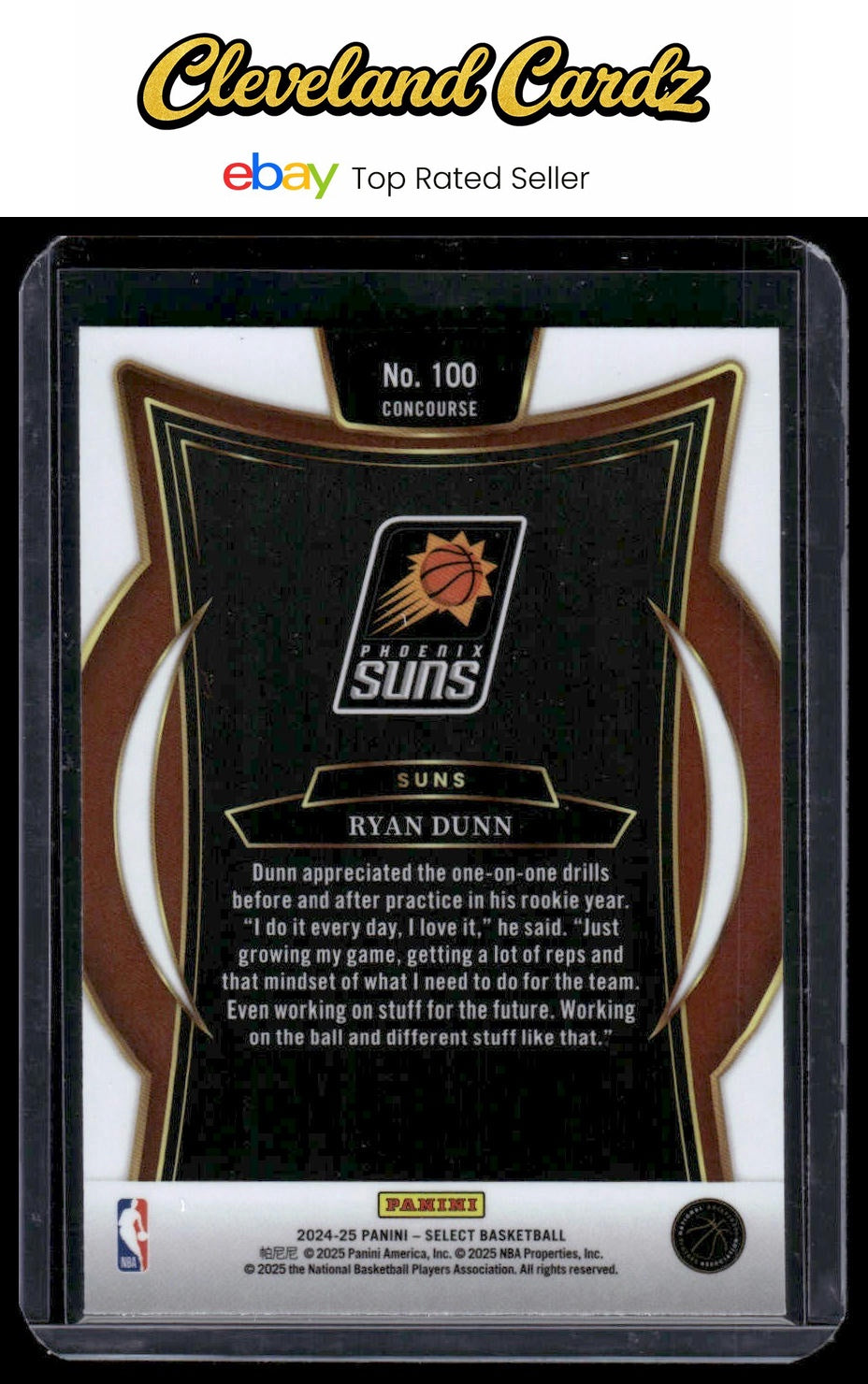 2024-25 Panini Select #100 Ryan Dunn Blue