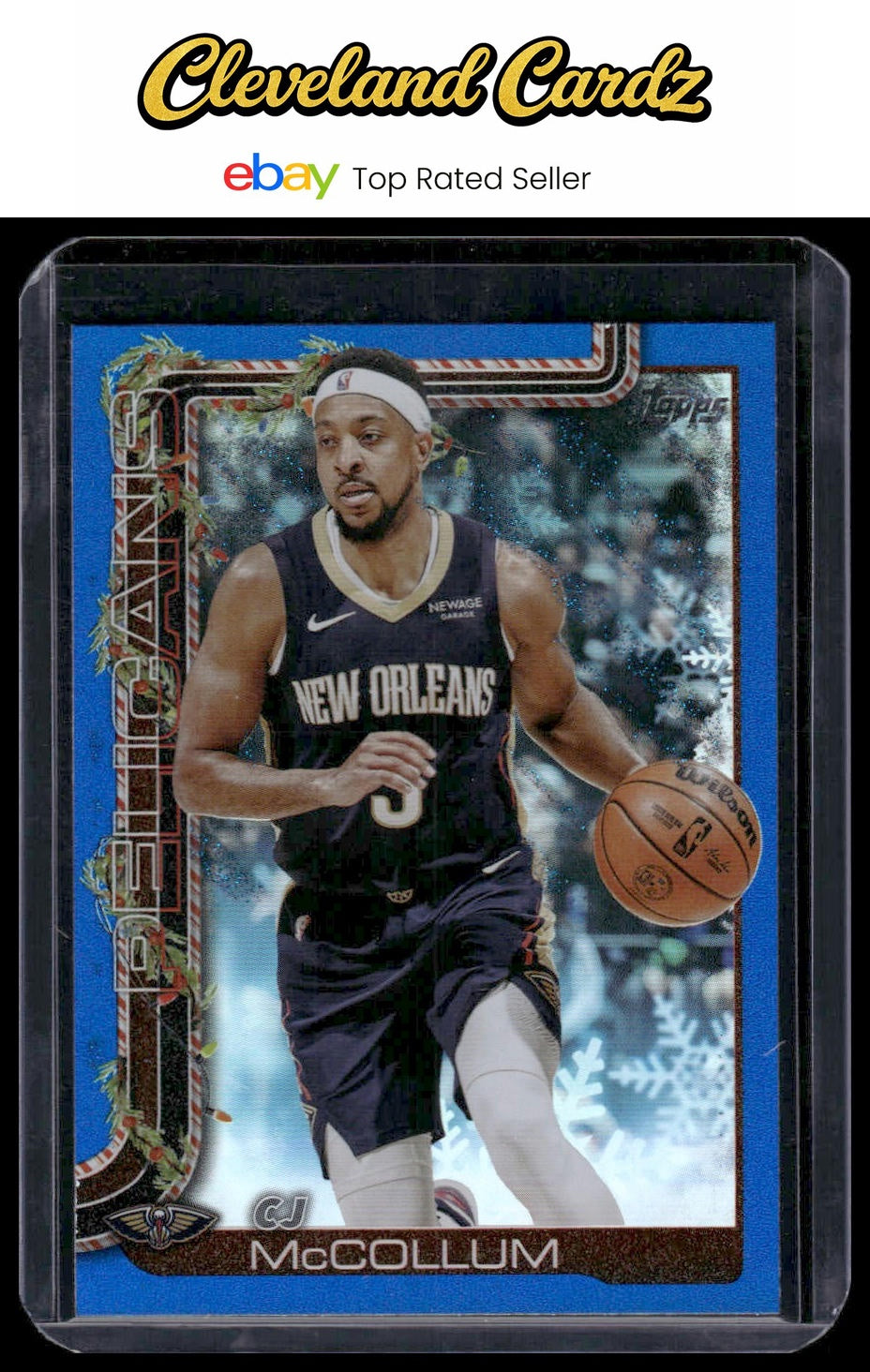 2025-26 Topps Holiday #H155 CJ McCollum Blue Metallic Glitter Holiday