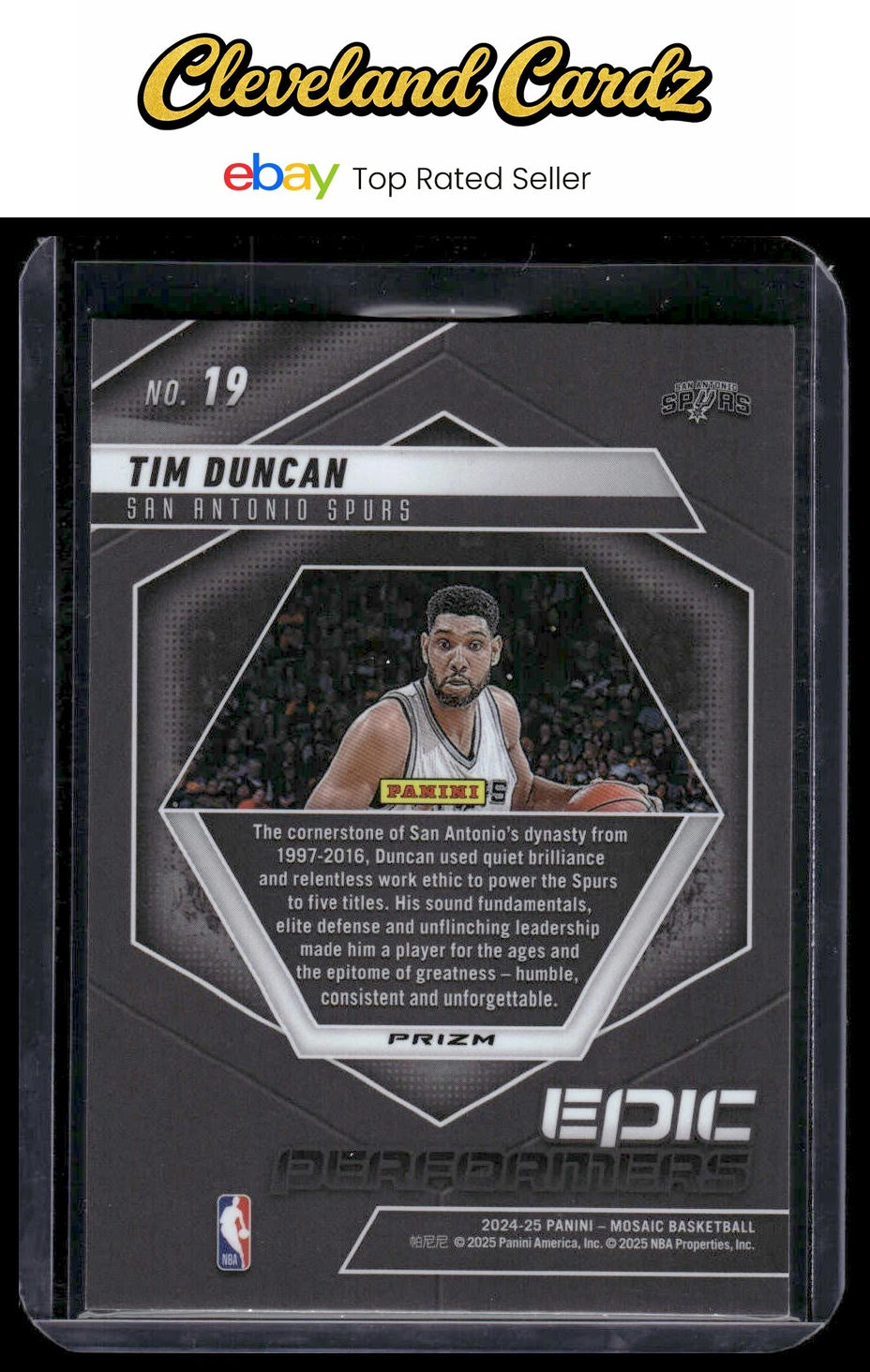 2024-25 Panini Mosaic #19 Tim Duncan Epic Performers Mosaic