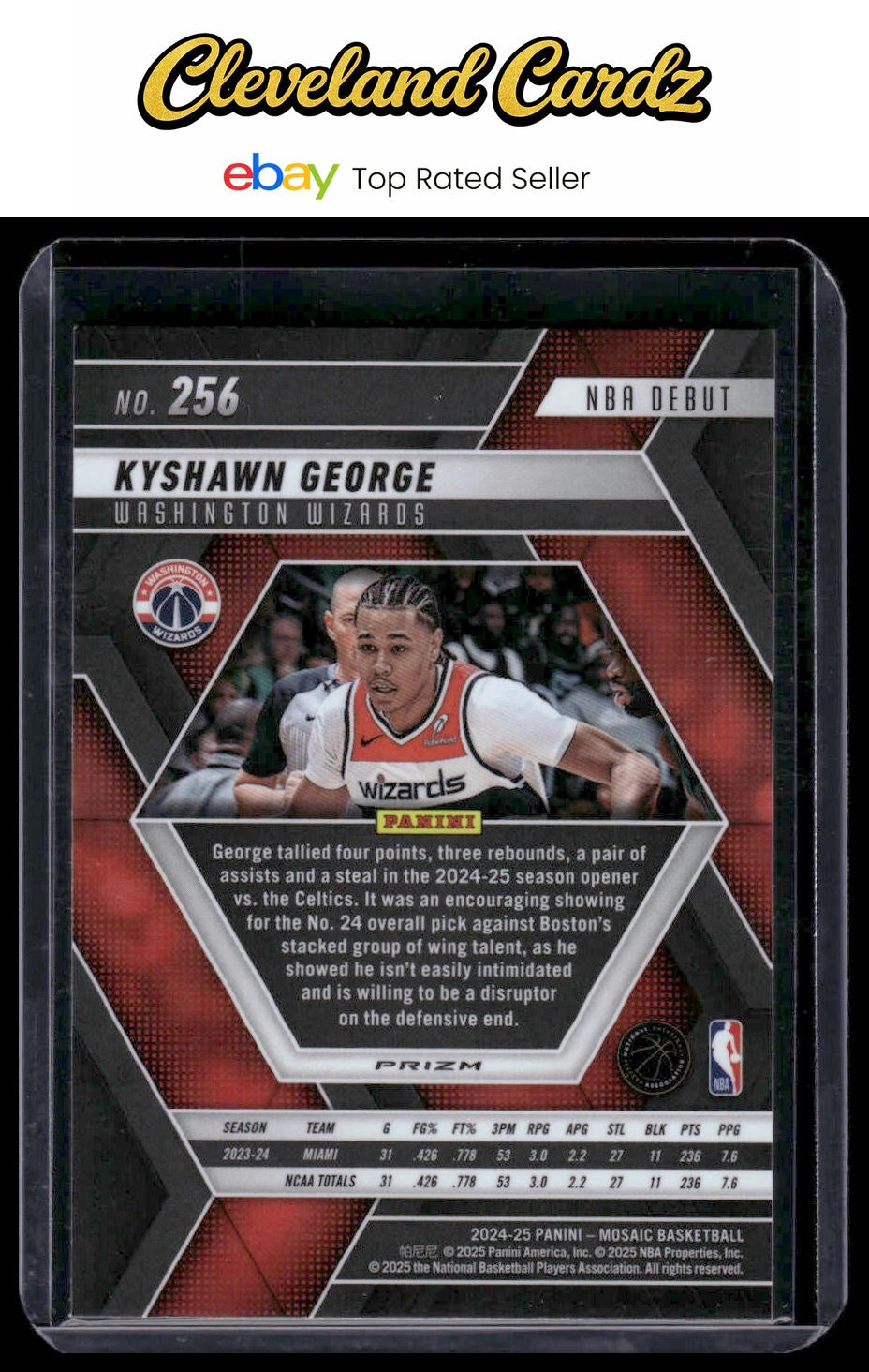 2024-25 Panini Mosaic #256 Kyshawn George Green Mosaic RC