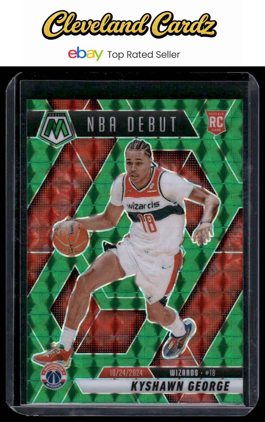 2024-25 Panini Mosaic #256 Kyshawn George Green Mosaic RC