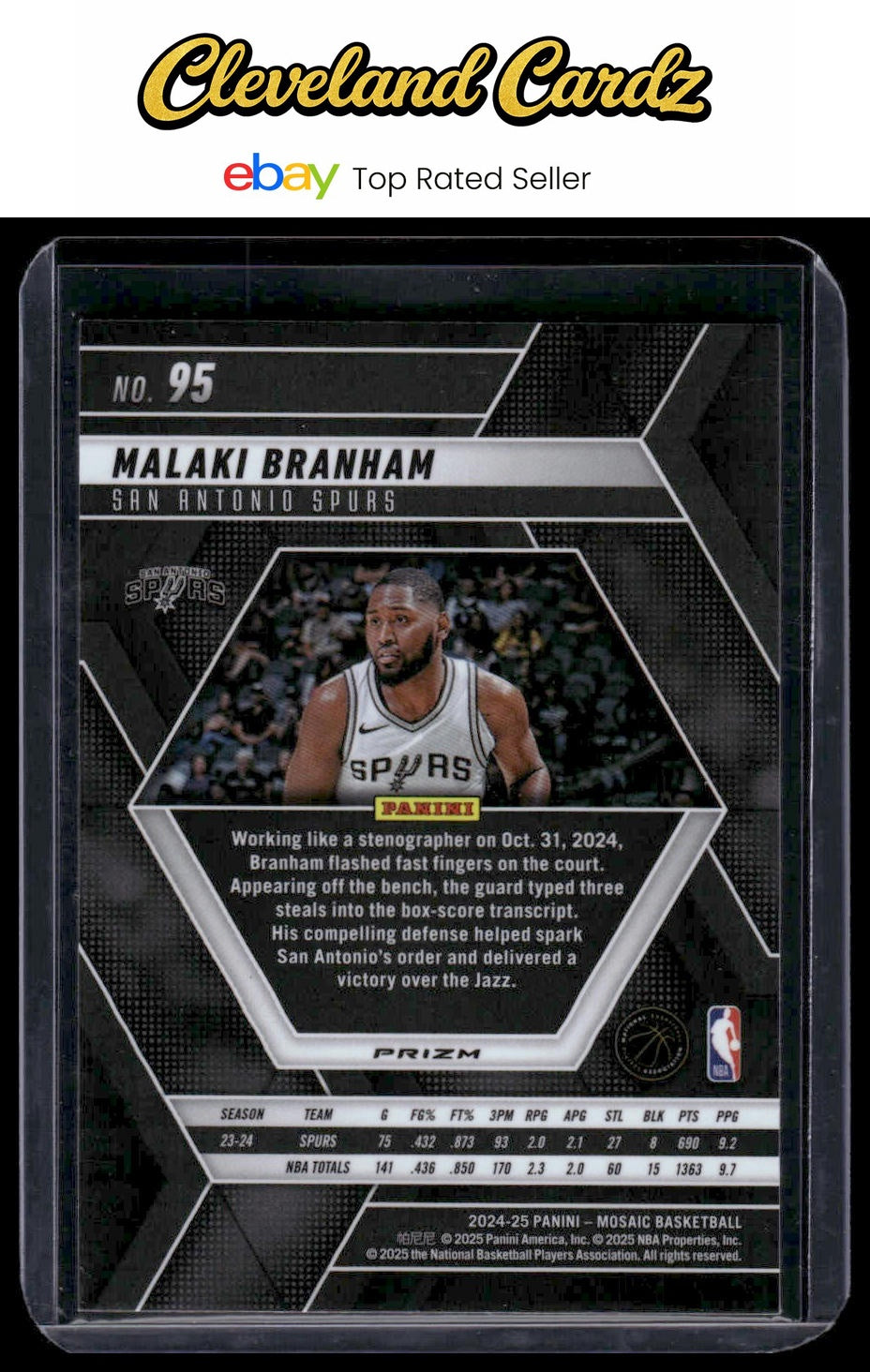 2024-25 Panini Mosaic #95 Malaki Branham Silver Prizm