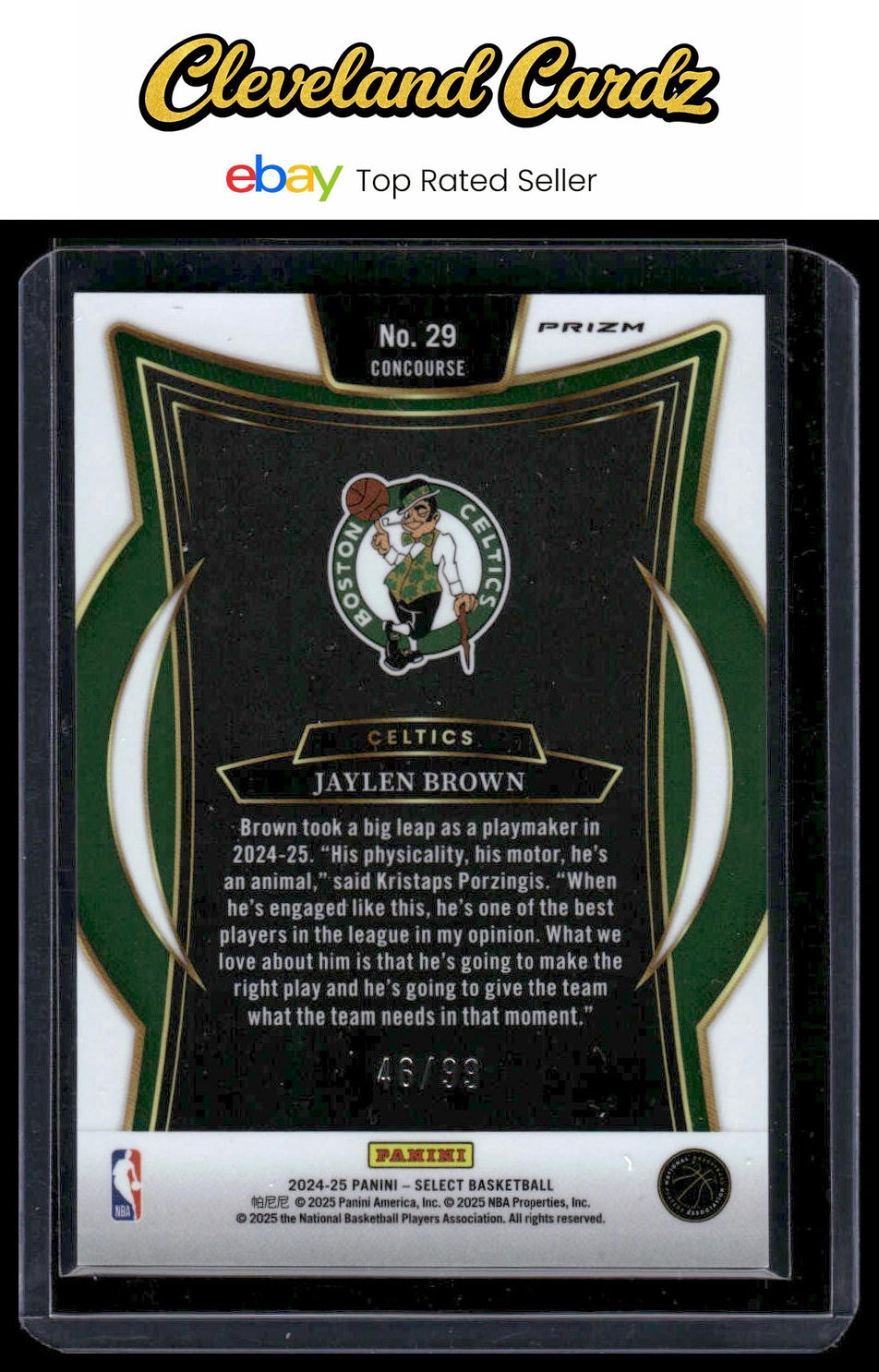 2024-25 Panini Select #29 Jaylen Brown Blue Tectonic Prizm #/99