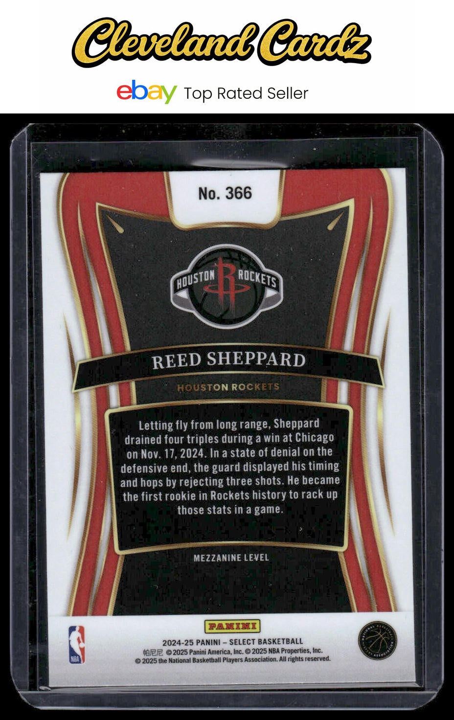 2024-25 Panini Select #366 Reed Sheppard RC