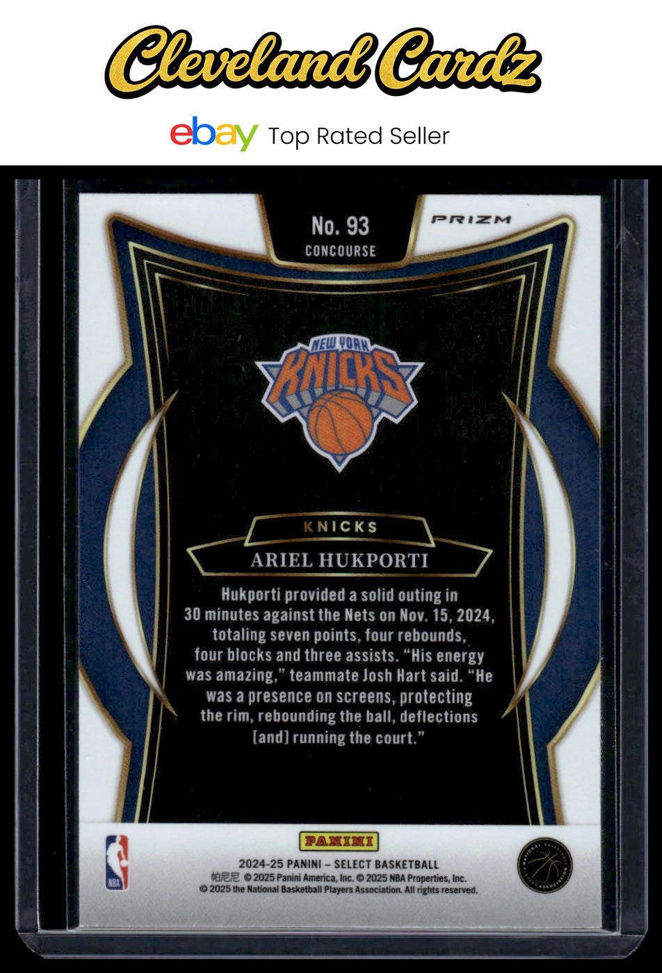 2024-25 Panini Select #93 Ariel Hukporti Orange Tectonic Prizm