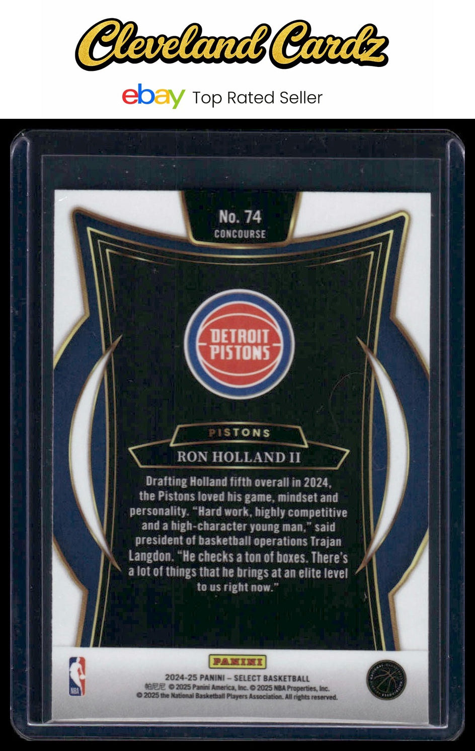 2024-25 Panini Select #74 Ron Holland II Blue RC