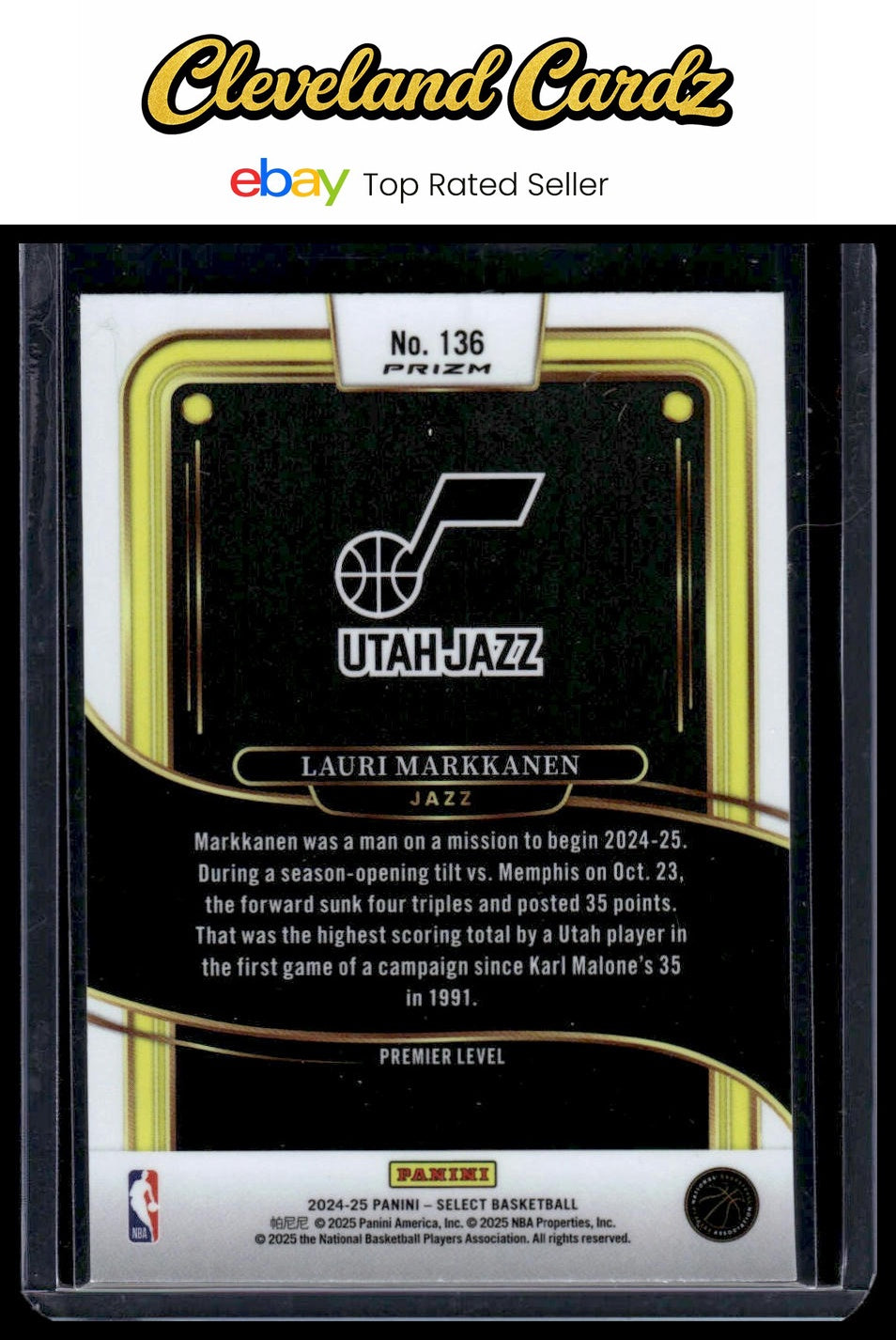2024-25 Panini Select #136 Lauri Markkanen Green White Purple Prizm