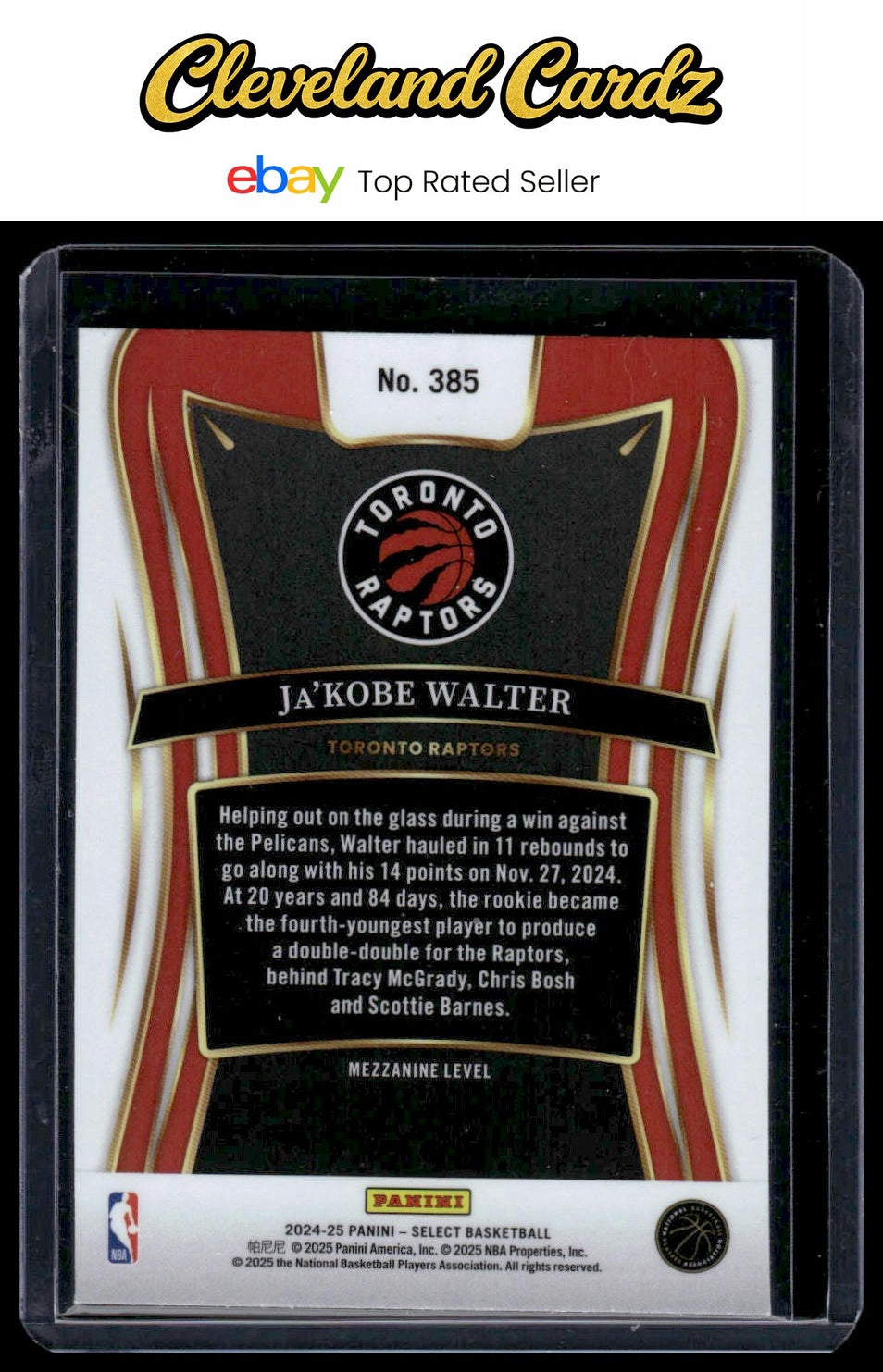 2024-25 Panini Select #385 Ja'Kobe Walter RC