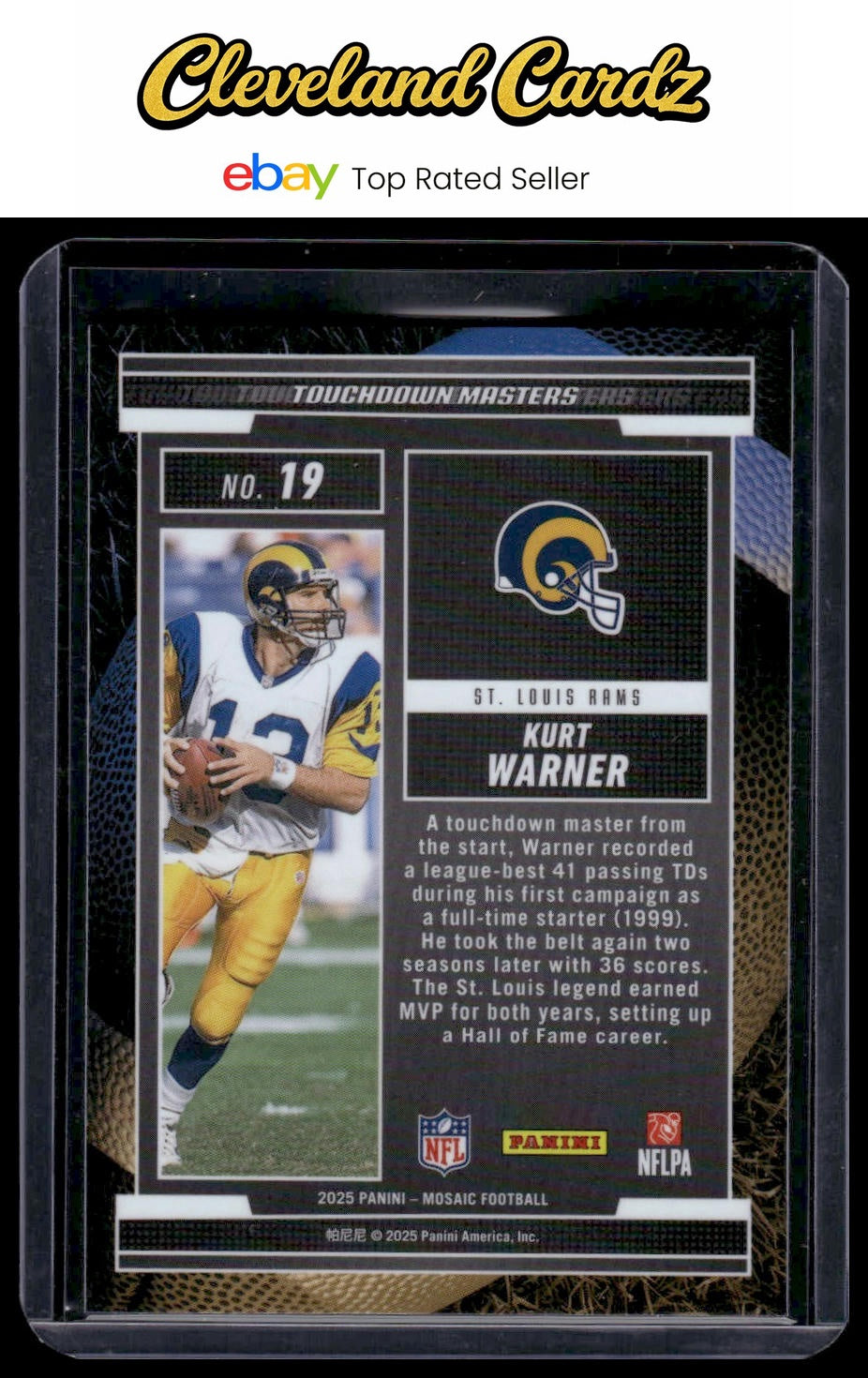 2025 Panini Mosaic #19 Kurt Warner Touchdown Masters