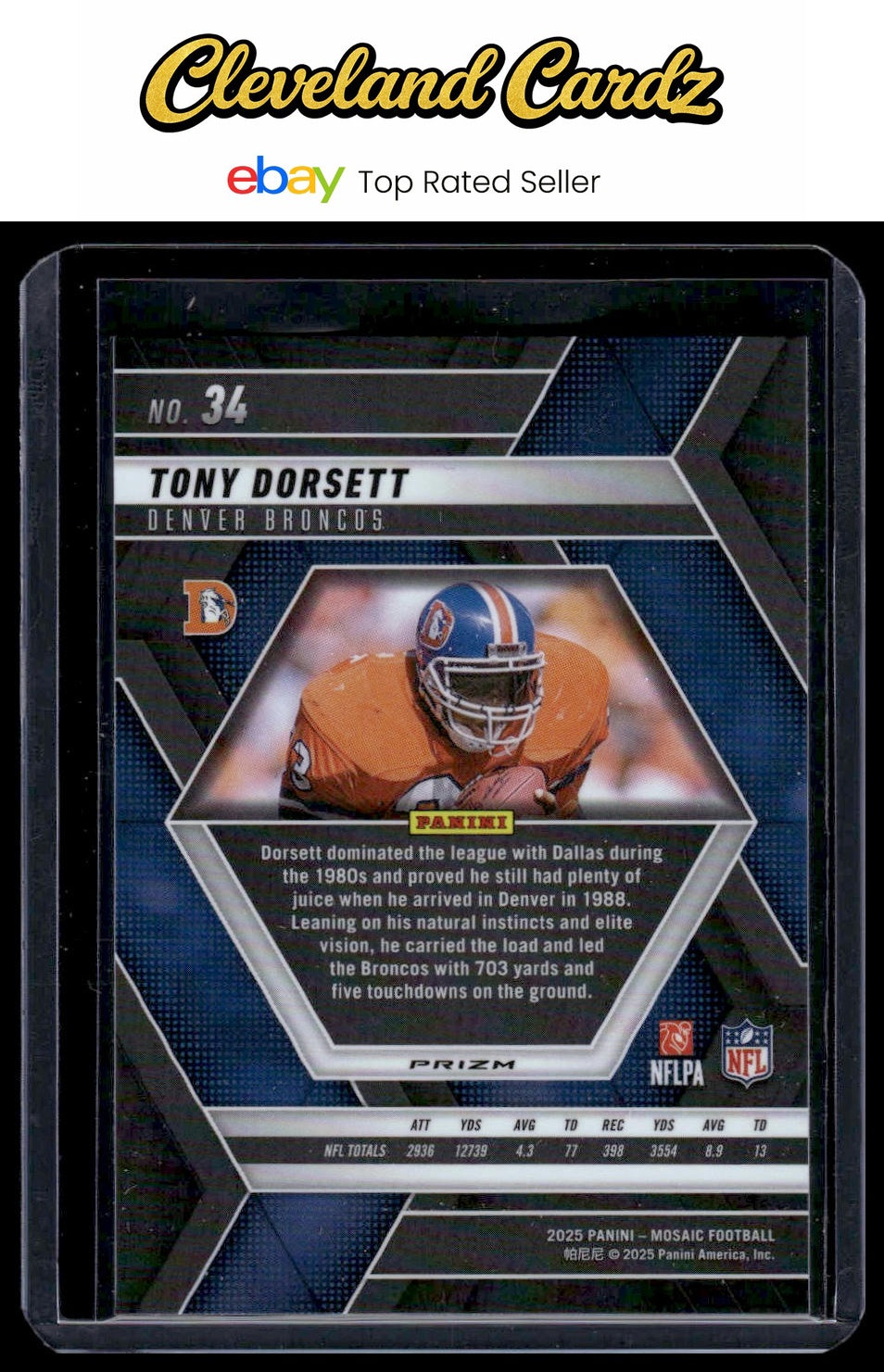 2025 Panini Mosaic #34 Tony Dorsett Mosaic