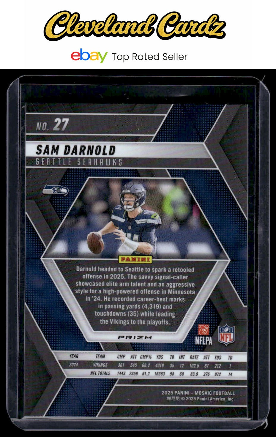 2025 Panini Mosaic #27 Sam Darnold Purple Scope