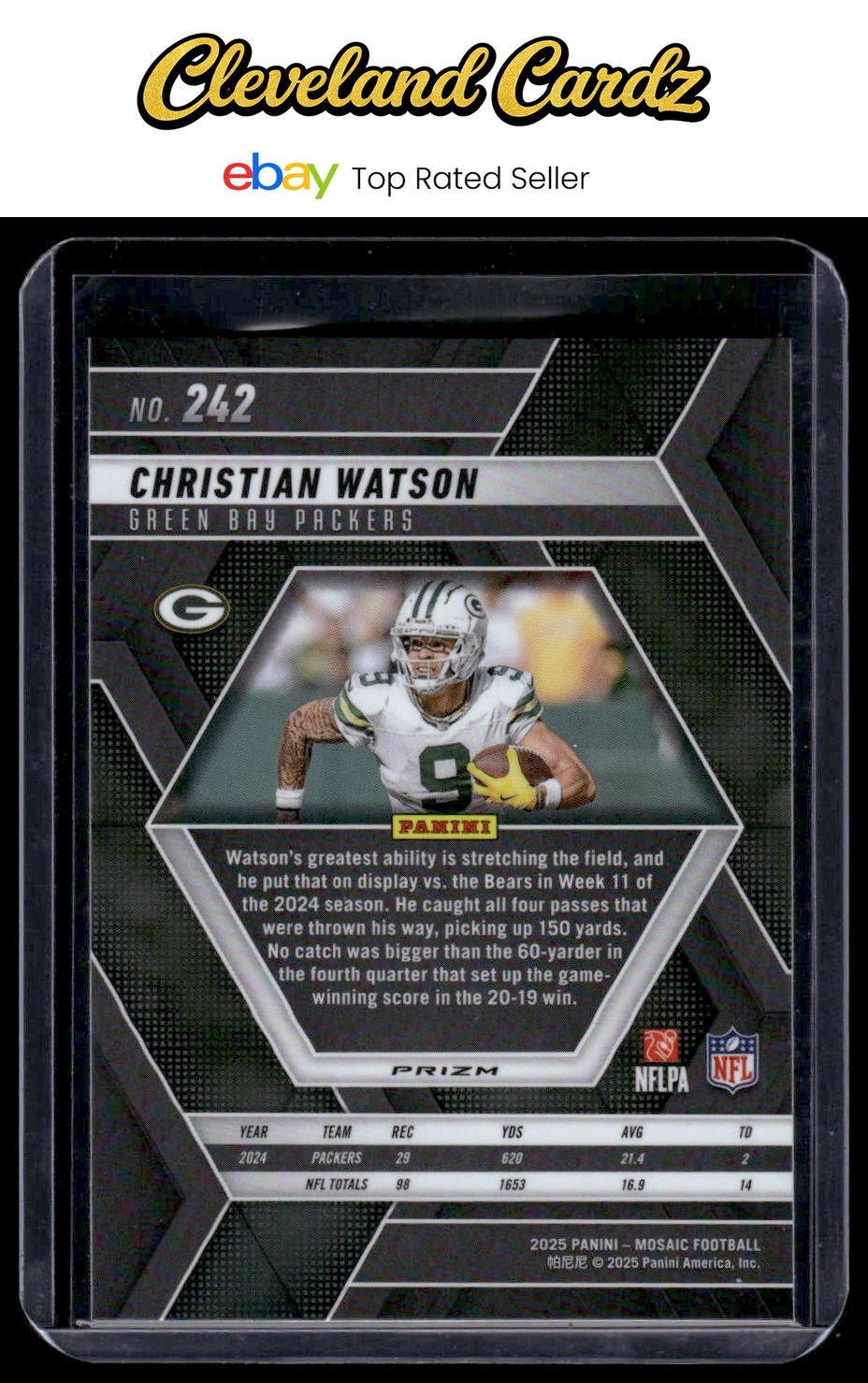 2025 Panini Mosaic #242 Christian Watson Purple Scope