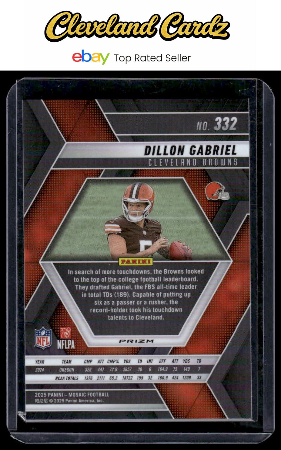 2025 Panini Mosaic #332 Dillon Gabriel Purple Scope RC