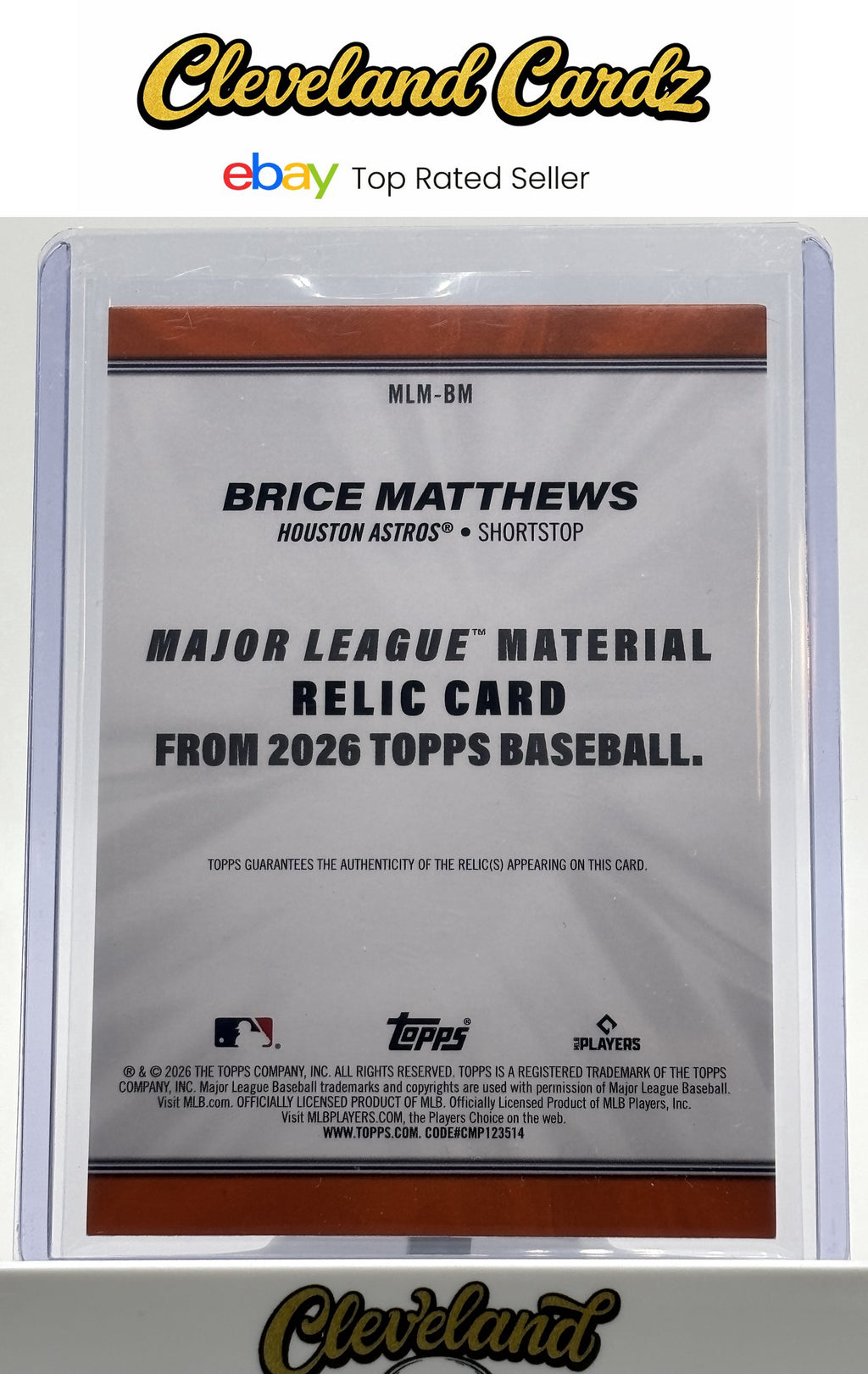 2026 Topps #MLM-BM Brice Matthews Major League Materials Relics