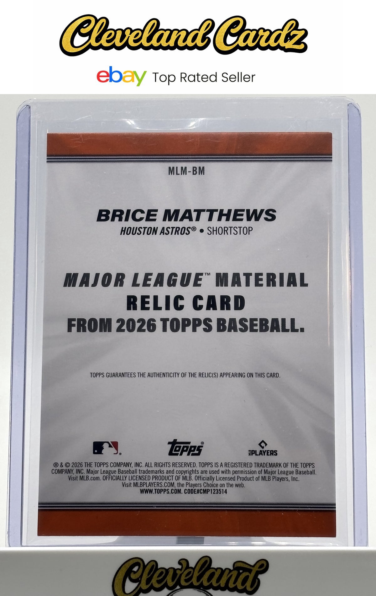 2026 Topps #MLM-BM Brice Matthews Major League Materials Relics