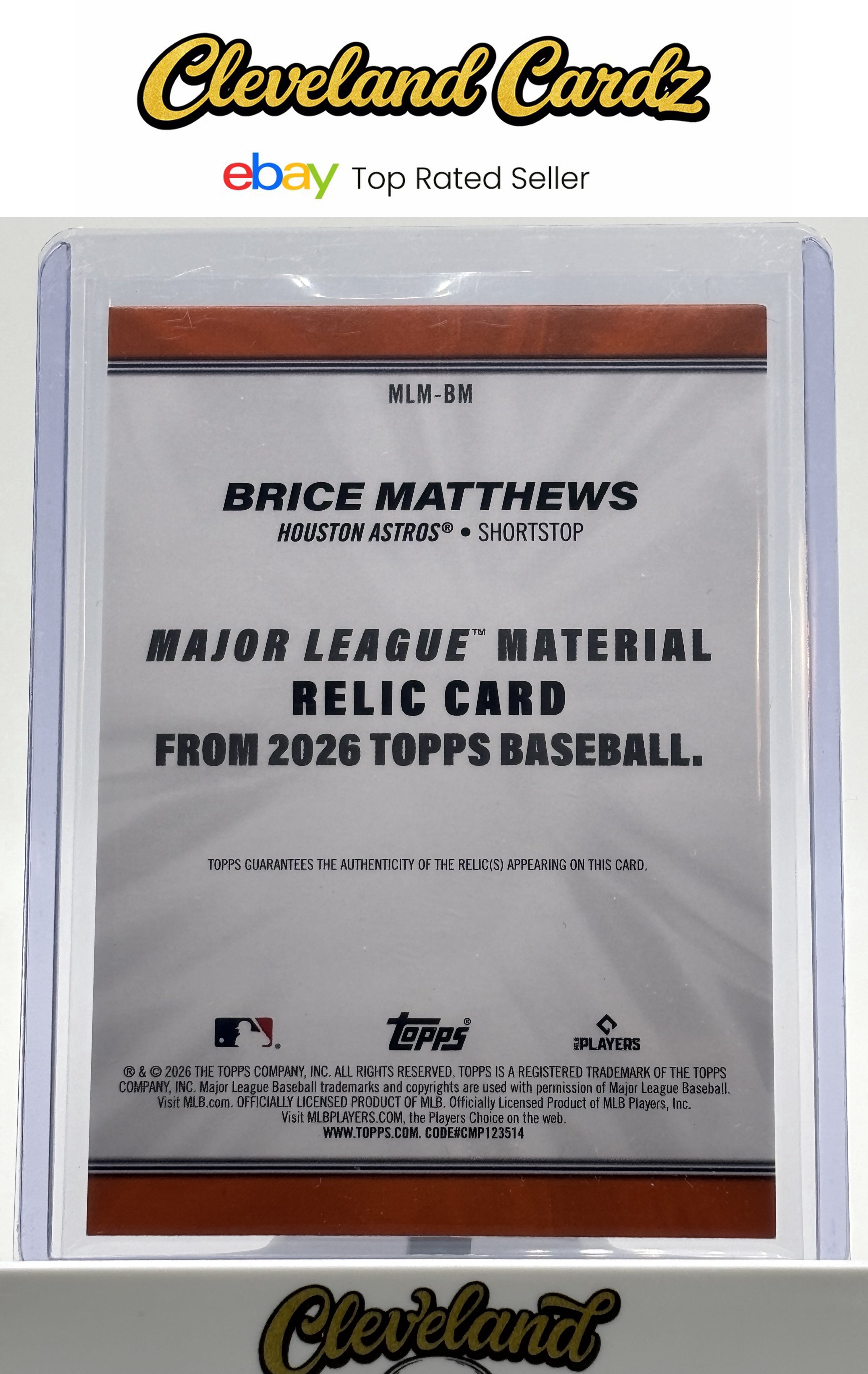2026 Topps #MLM-BM Brice Matthews Major League Materials Relics
