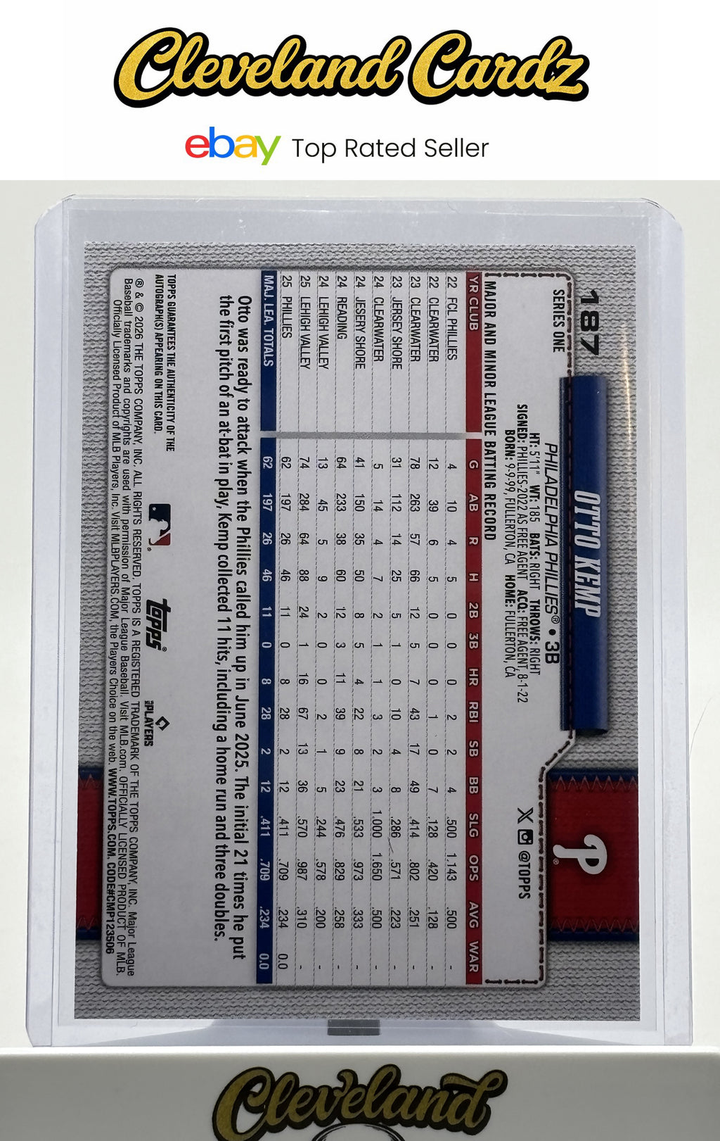 2026 Topps #187 Otto Kemp Flagship Real One Autographs