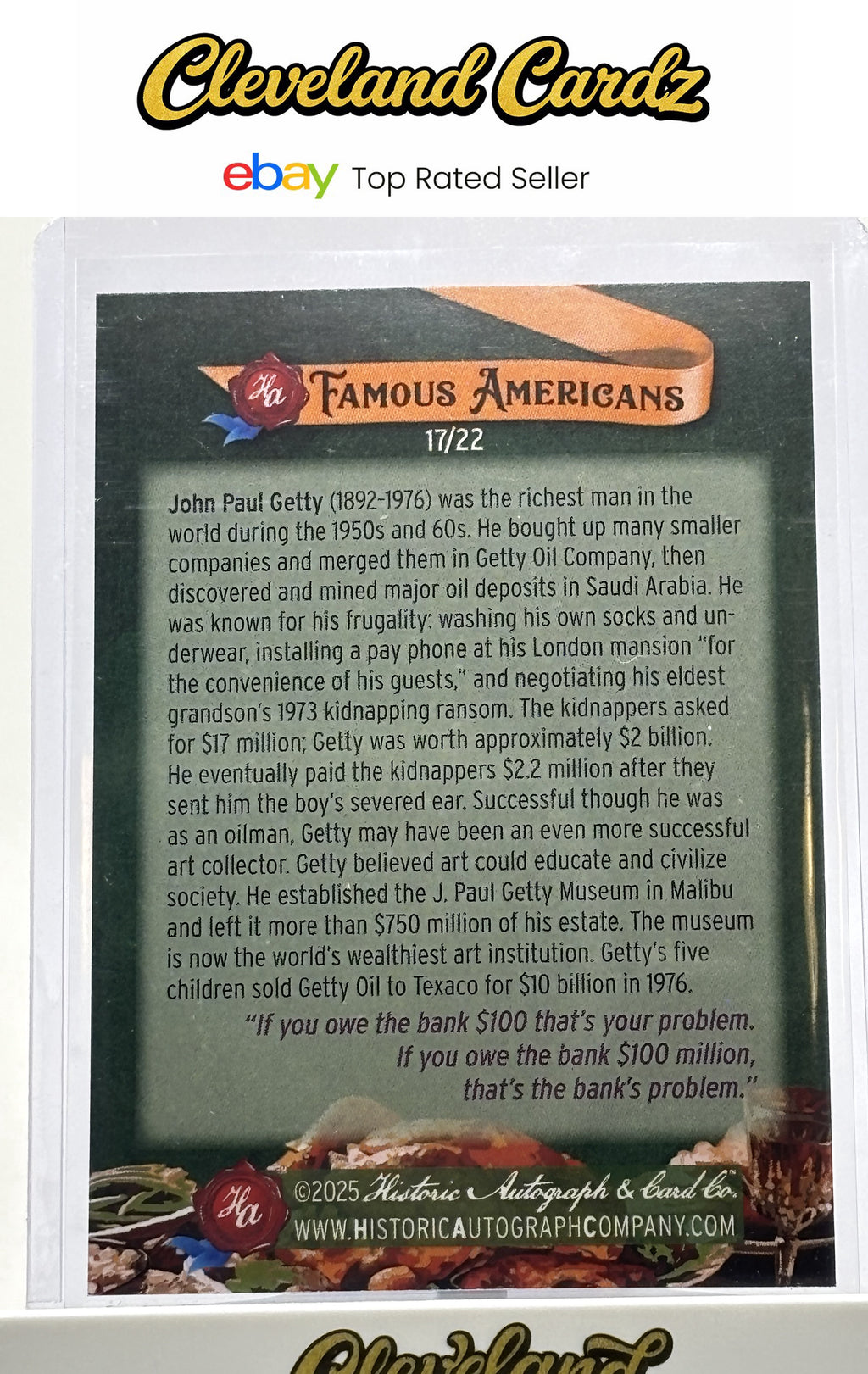 2025 Historic Autographs Famous Americans (Series 2) #453 John Paul Getty