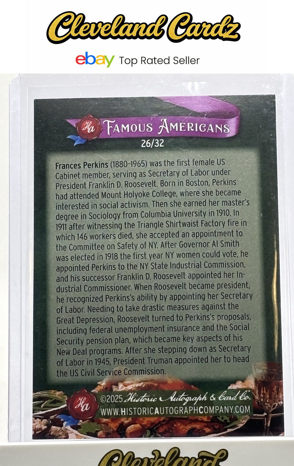 2025 Historic Autographs Famous Americans (Series 2) #432 Frances Perkins