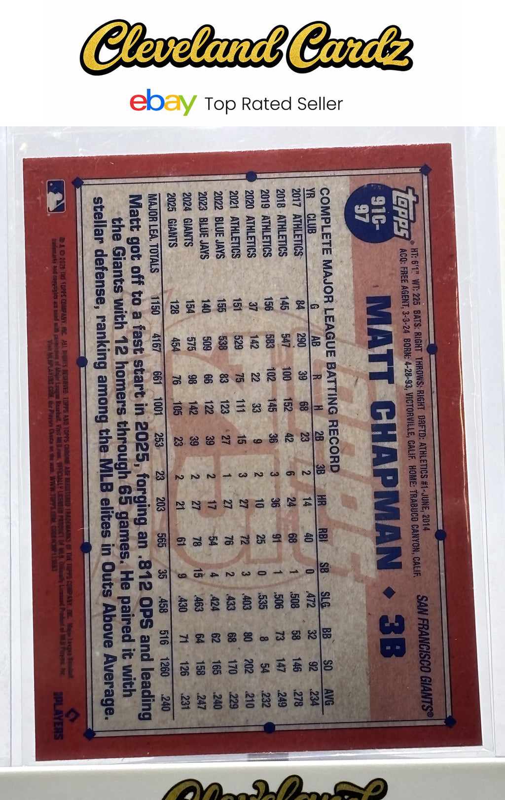 2026 Topps #91C-97 Matt Chapman Mojo Refractor