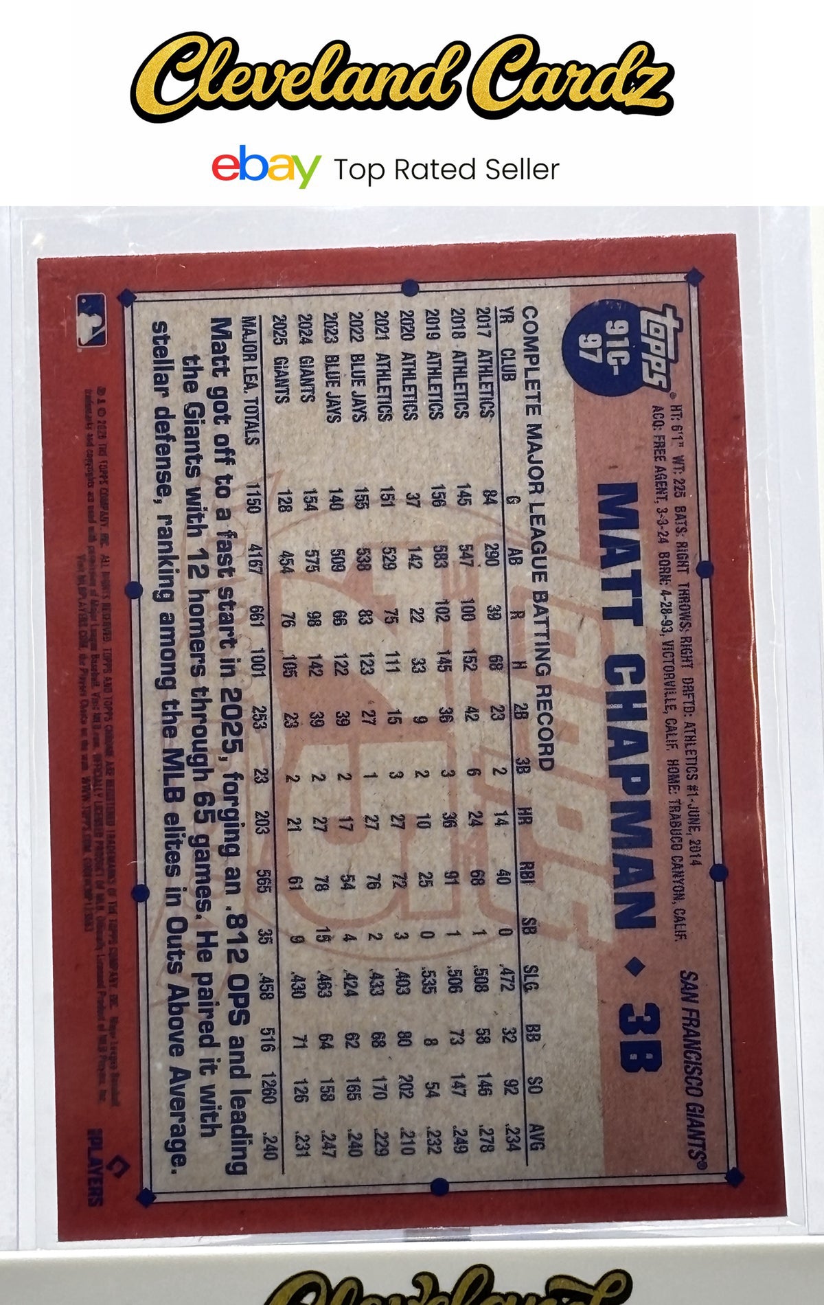 2026 Topps #91C-97 Matt Chapman Mojo Refractor