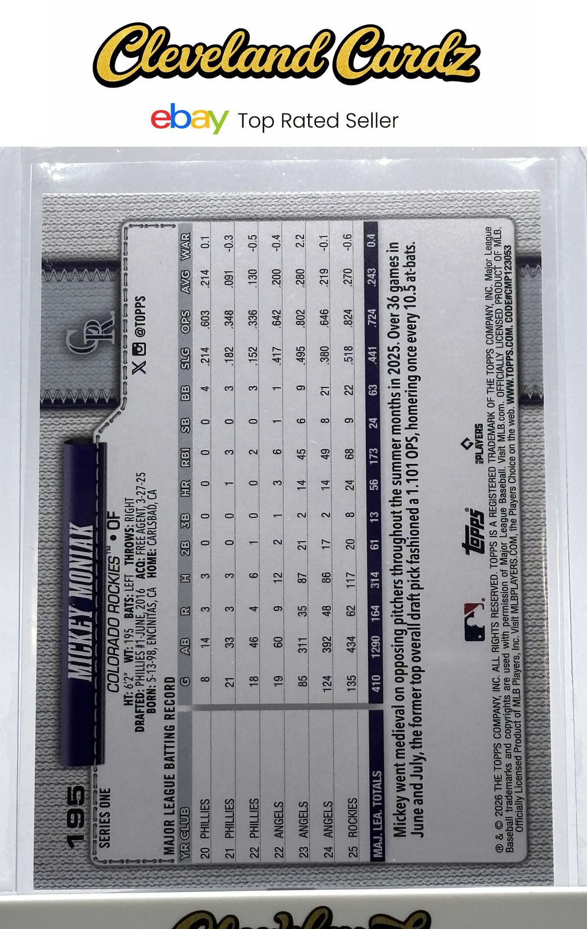 2026 Topps #195 Mickey Moniak Sandglitter
