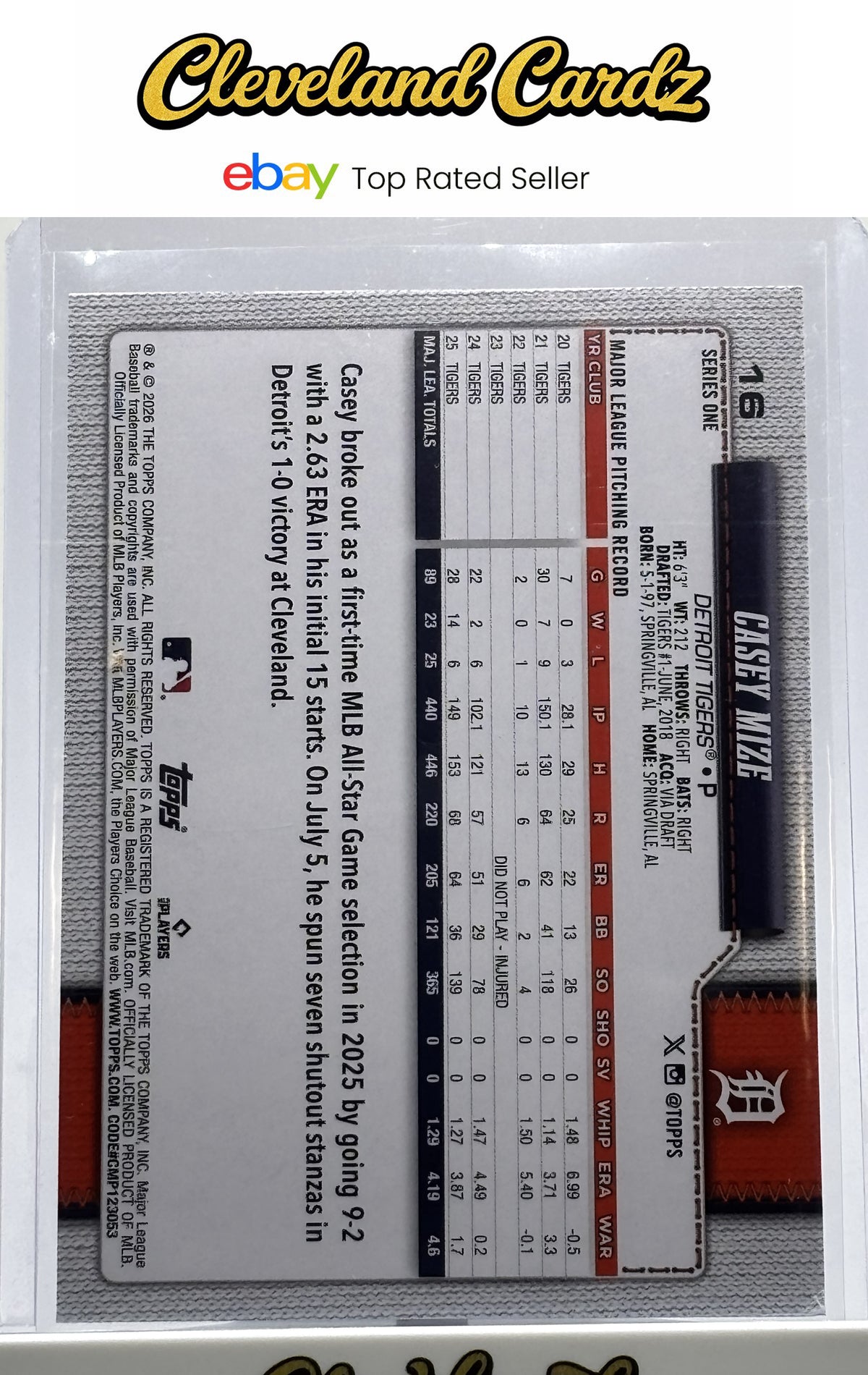2026 Topps #16 Casey Mize Rainbow Foil