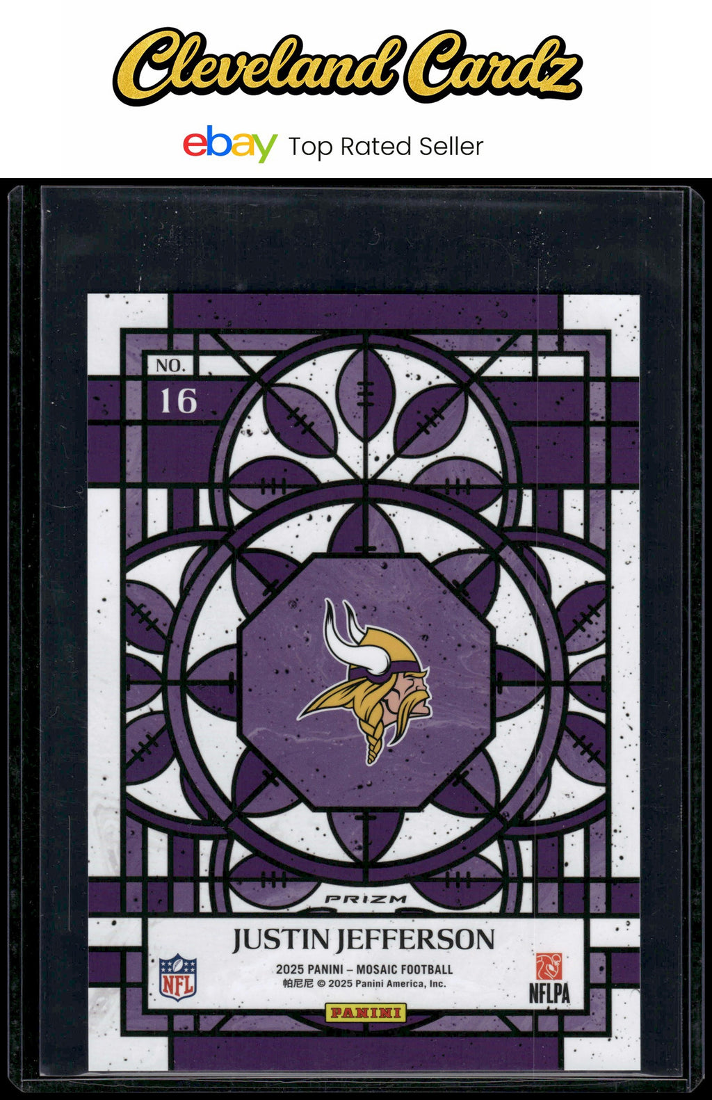 2025 Panini Mosaic #16 Justin Jefferson Stained Glass Oversized