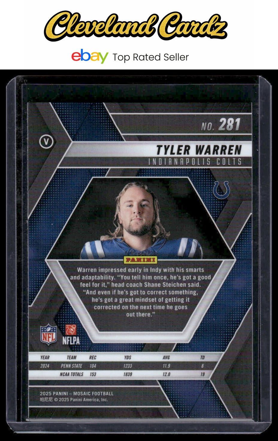 2025 Panini Mosaic #281 Tyler Warren Image Variation