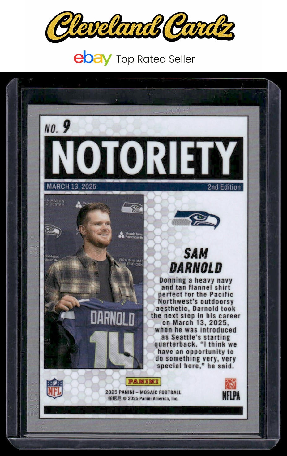 2025 Panini Mosaic #9 Sam Darnold Notoriety