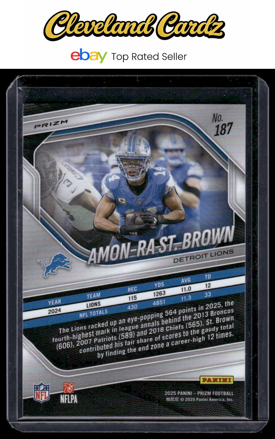 2025 Panini Prizm #187 Amon-Ra St. Brown Lazer