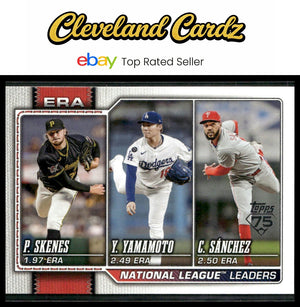 2026 Topps #203 NL Leaders ERA (P. Skenes / Y. Yamamoto / C. Sánchez)