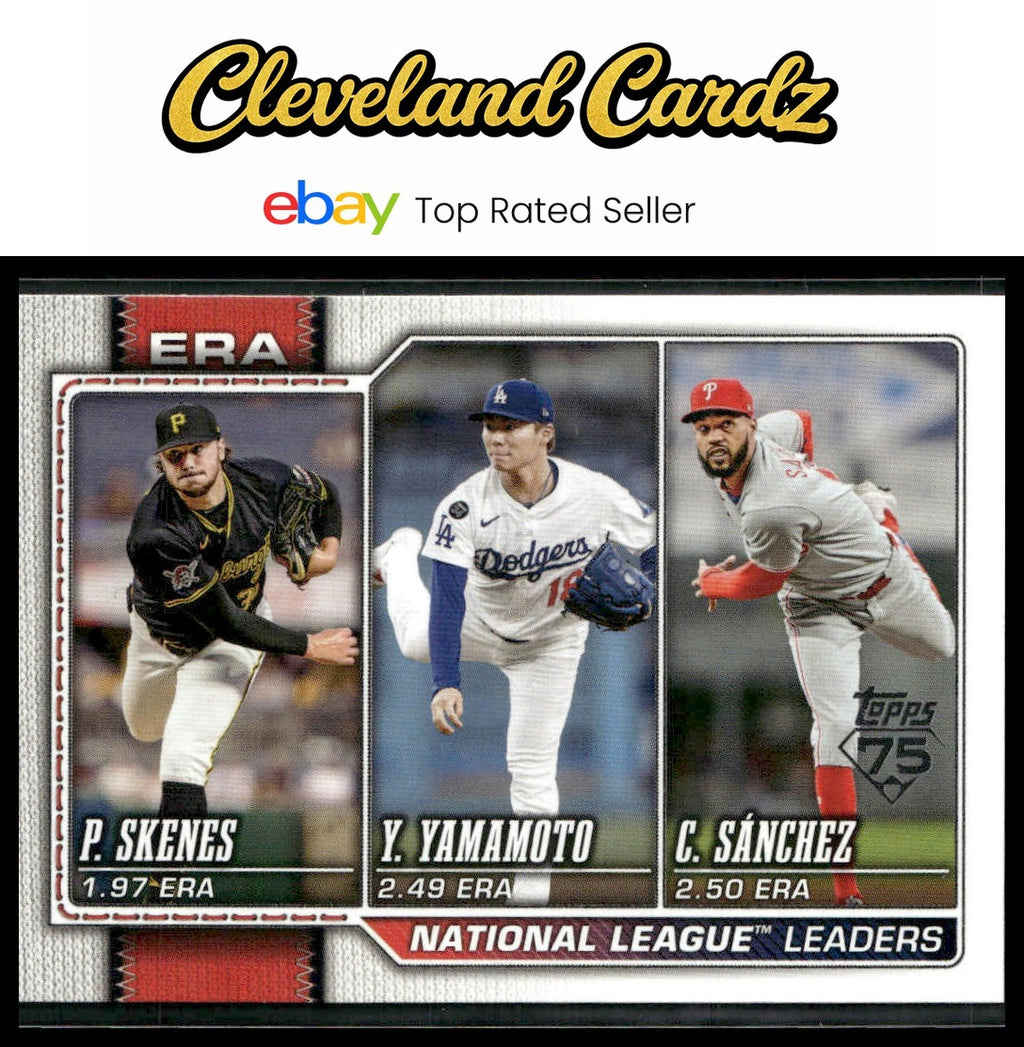 2026 Topps #203 NL Leaders ERA (P. Skenes / Y. Yamamoto / C. Sánchez)